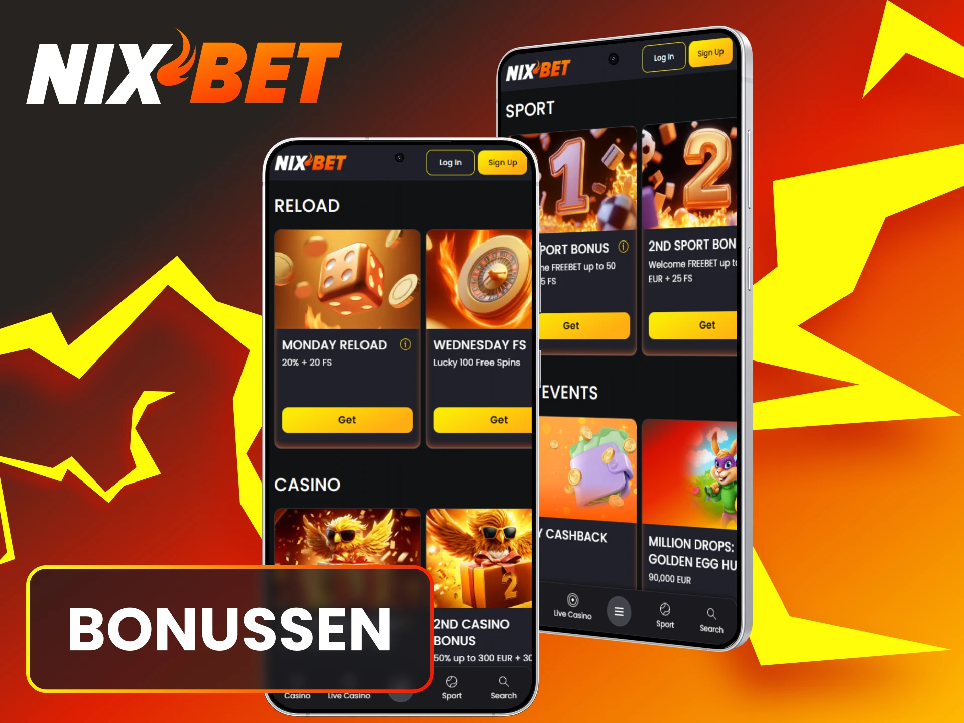 Claim gulle bonussen voor mobiele spelers in de Nixbet Android app.