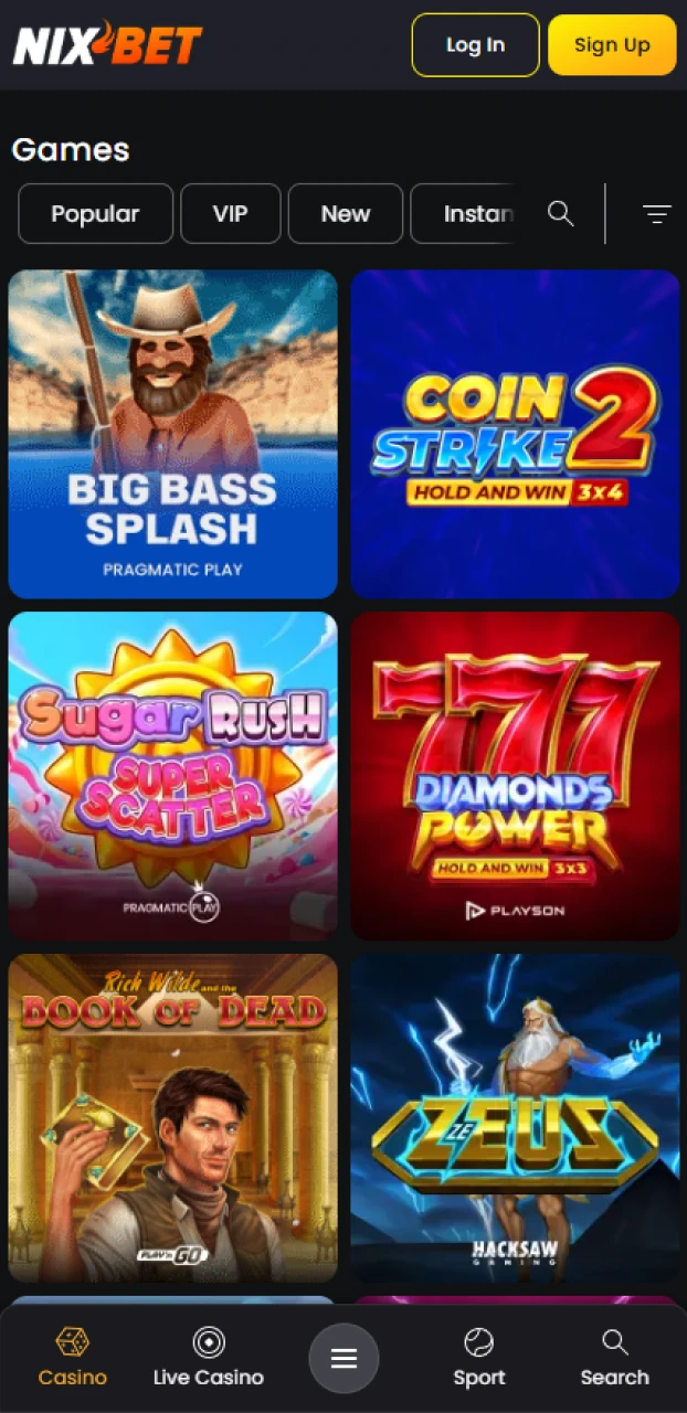 Speel de beste gokkasten in het casino via de Nixbet Android app.