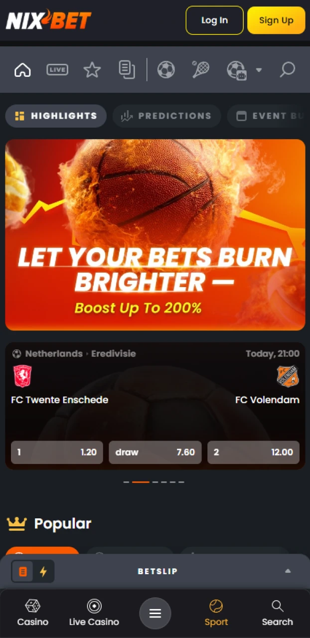 Plaats je sport weddenschappen eenvoudig in de officiële Nixbet app voor Android.