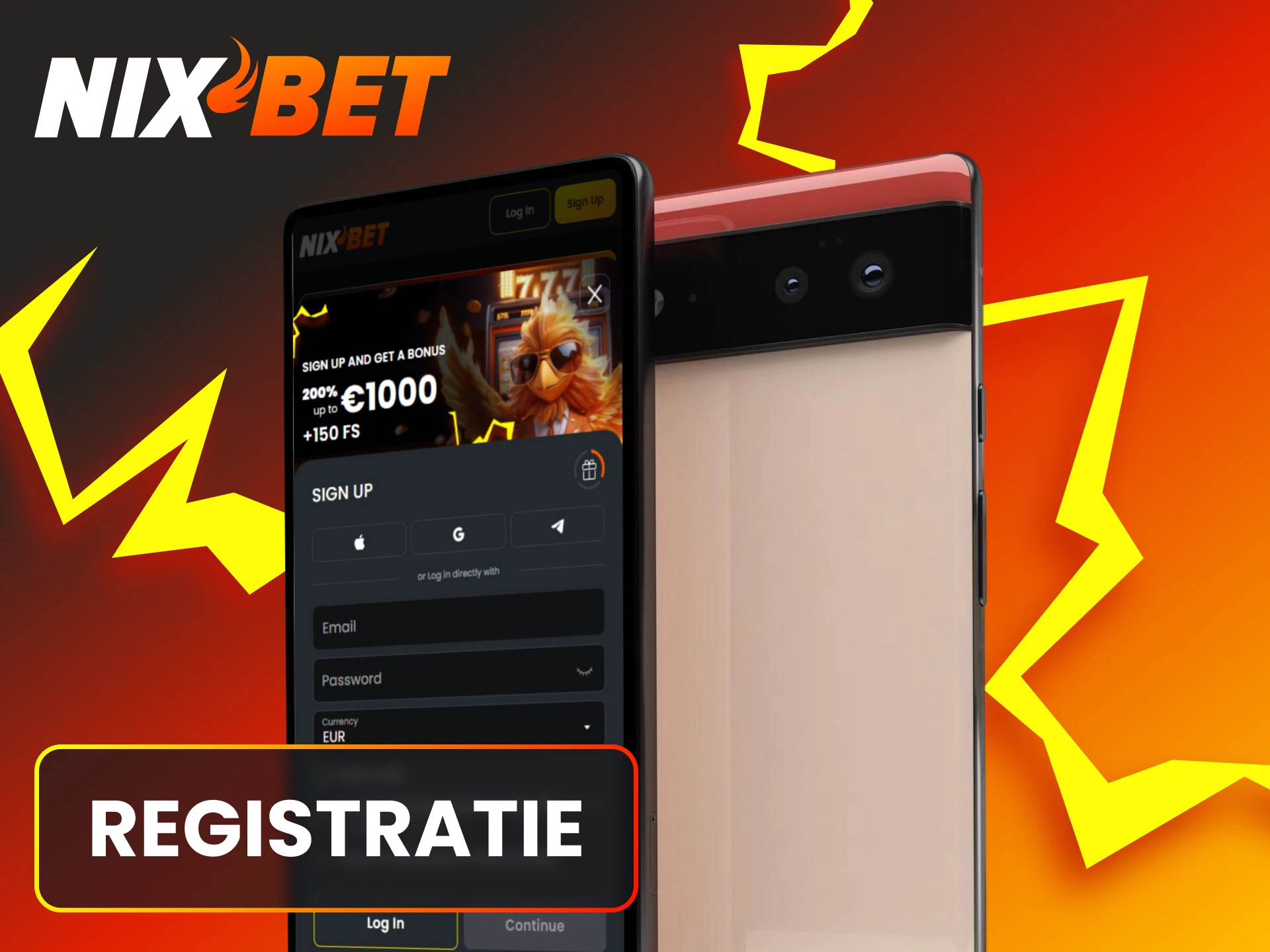 Voltooi je registratie via de Android applicatie van Nixbet om te spelen.