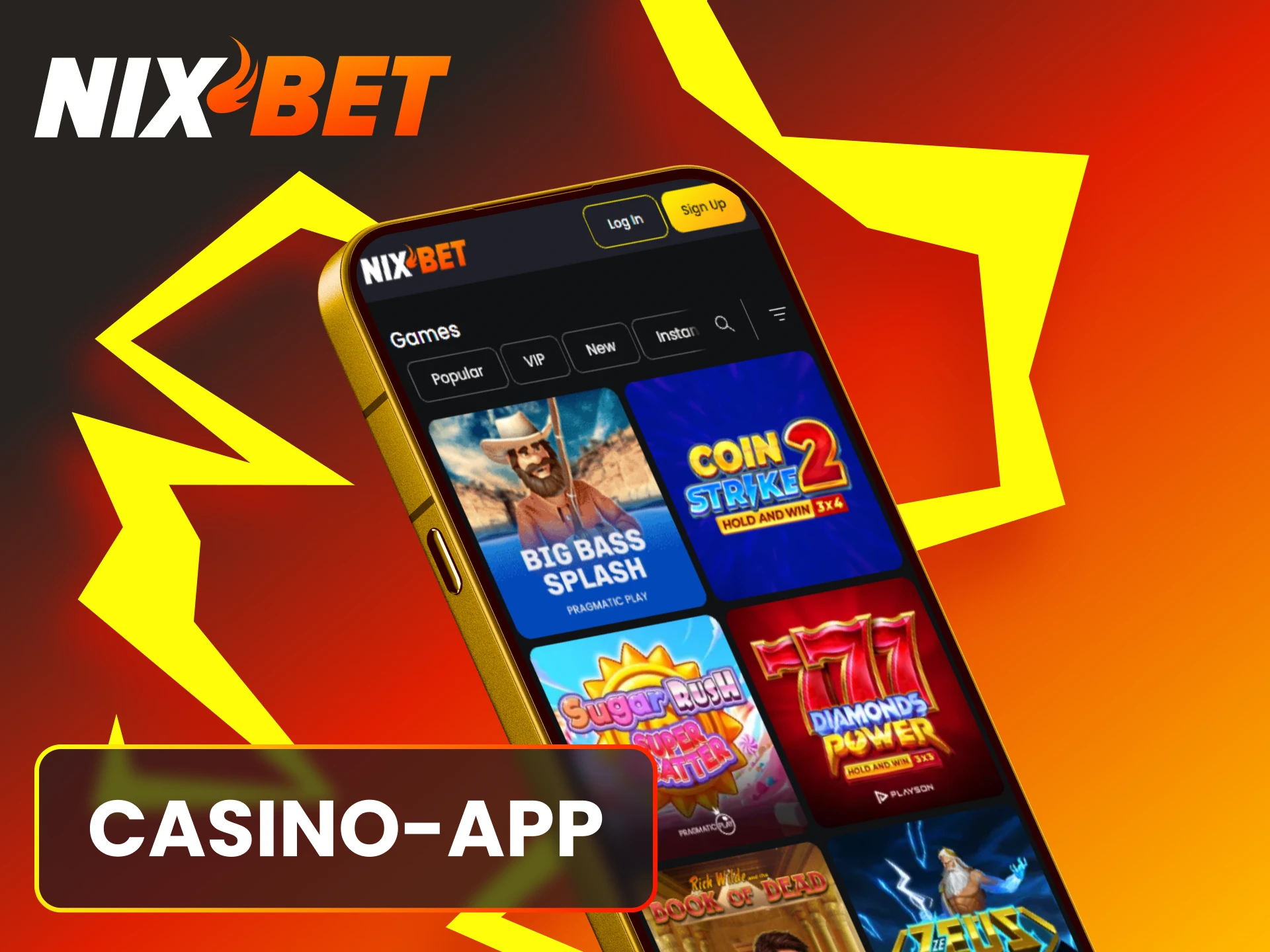 Speel de beste gokkasten en tafelspellen direct in de Nixbet Casino-app.