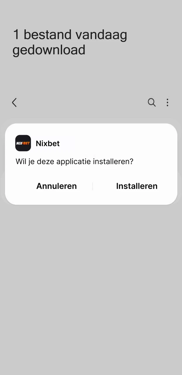 Bevestig de uiteindelijke installatie van de Nixbet APK op Android en speel.