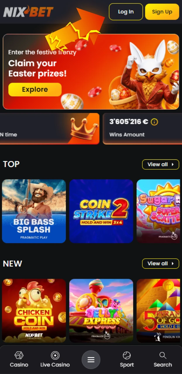 Maak een nieuw account aan of log veilig in op de Nixbet iOS-app.
