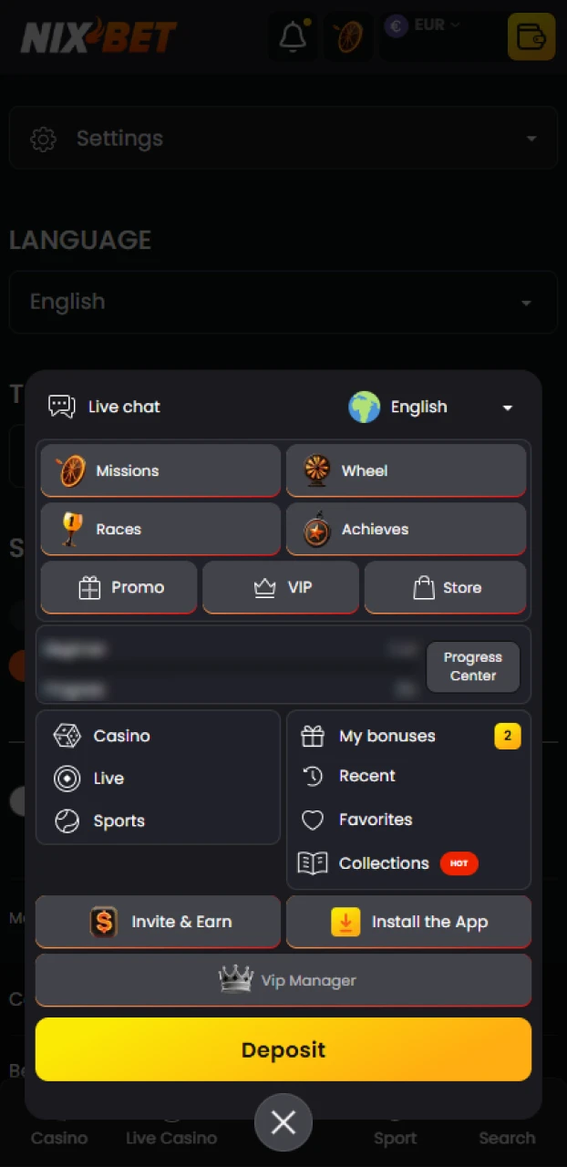 Stel je persoonlijke voorkeuren in binnen de Nixbet iOS-app en begin.