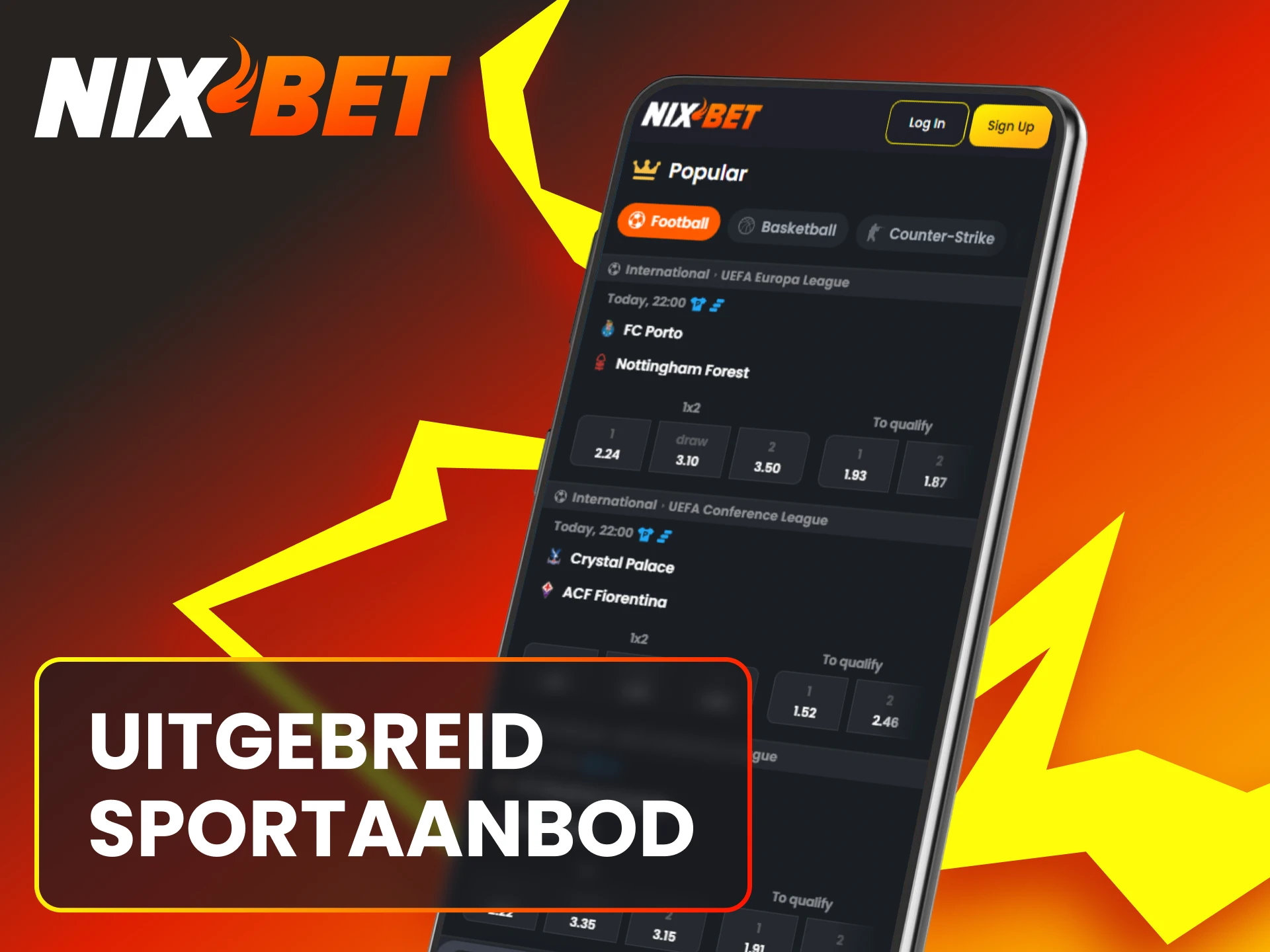 Ontdek het uitgebreide sportaanbod en de hoge odds in de Nixbet App.