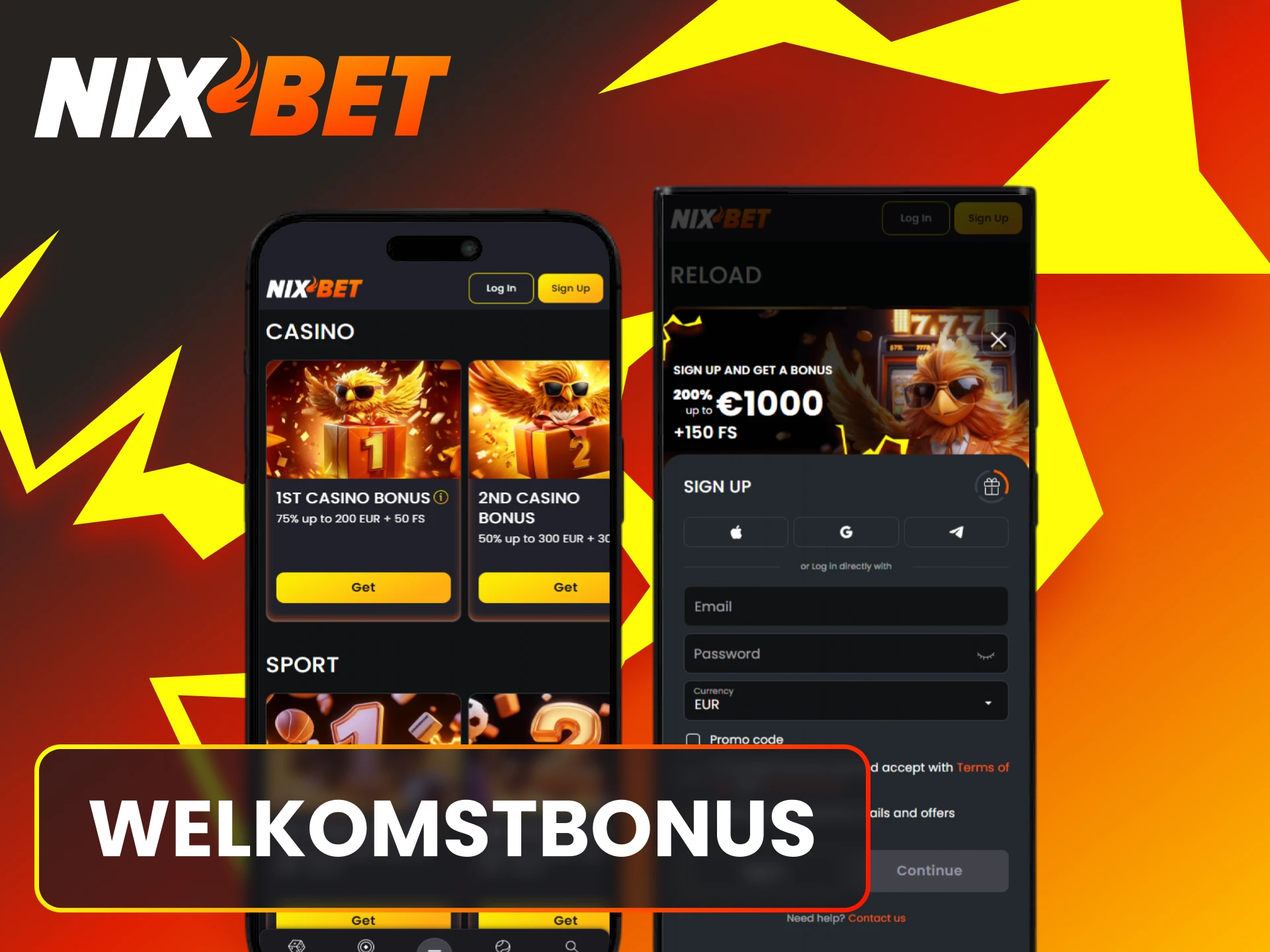 Claim een gulle welkomstbonus na het installeren van de officiële Nixbet App.