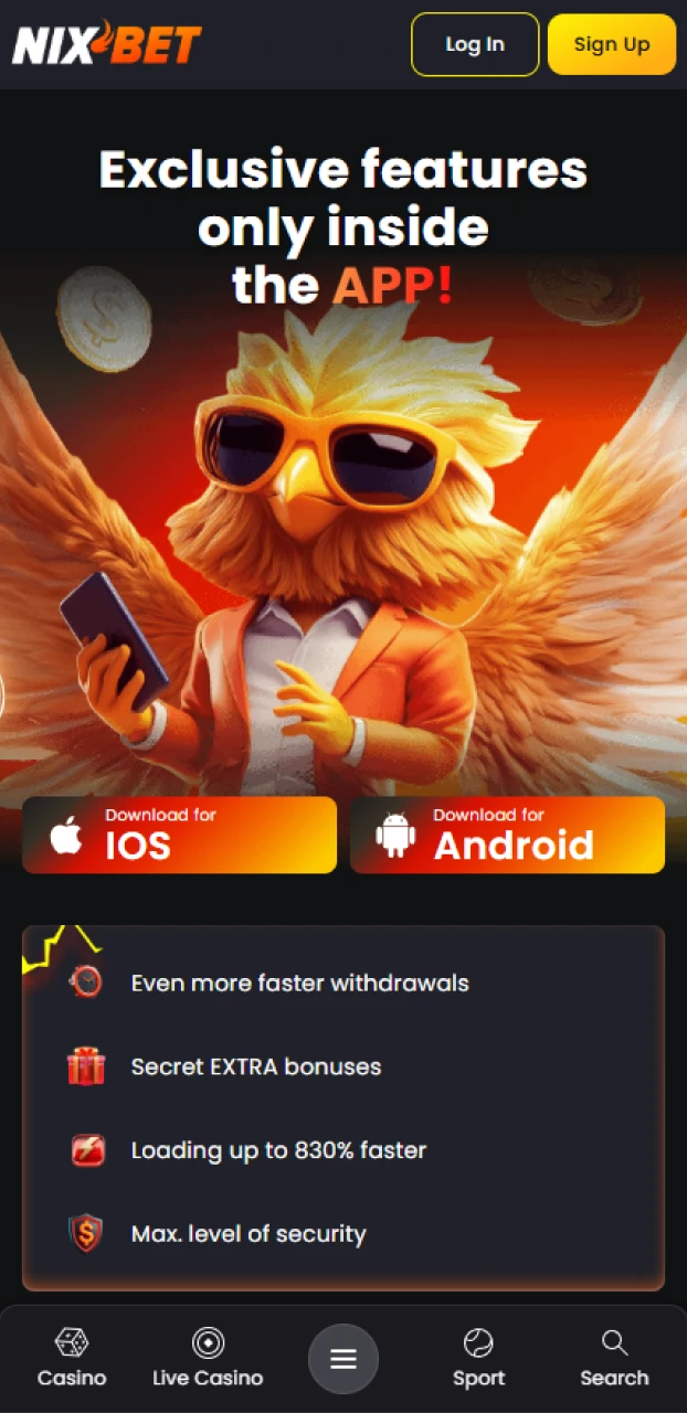 Installeer de officiële Nixbet app om het inloggen op je toestel te starten.