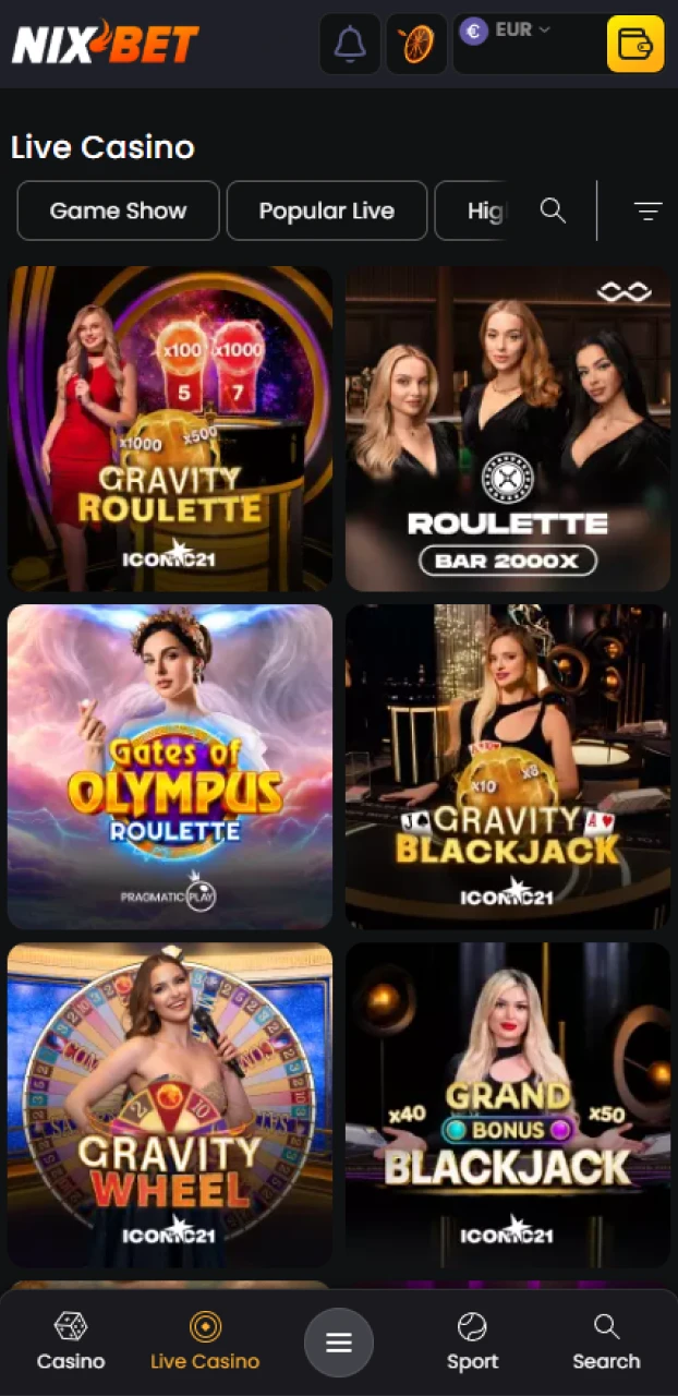 Start met spelen in je profiel na het inloggen bij de Nixbet app.