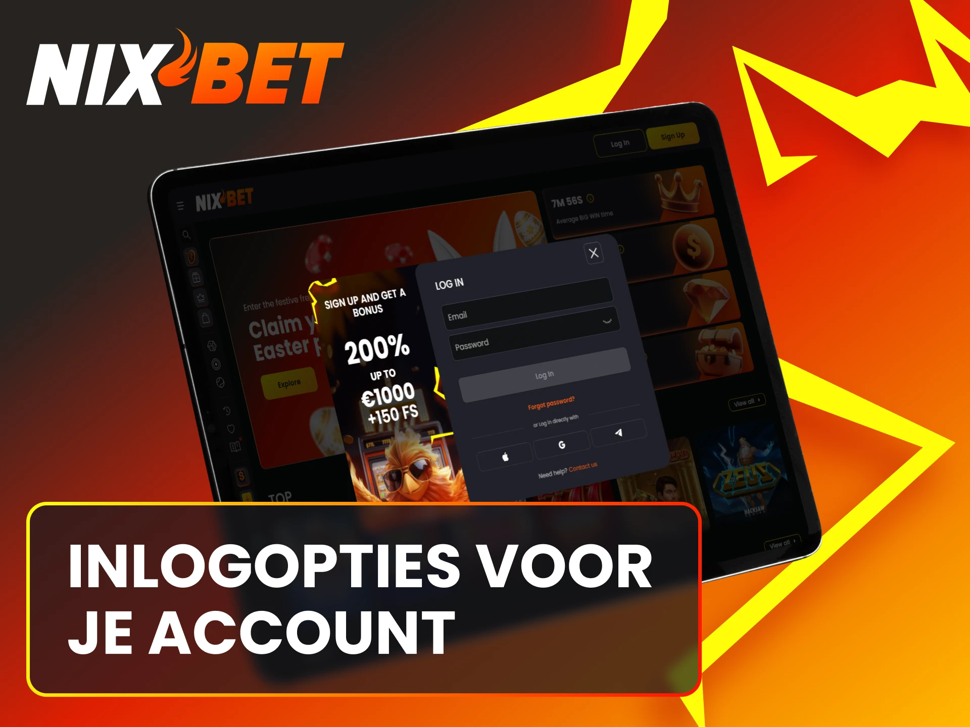 Bekijk de verschillende inlogopties voor je Nixbet account in Nederland.