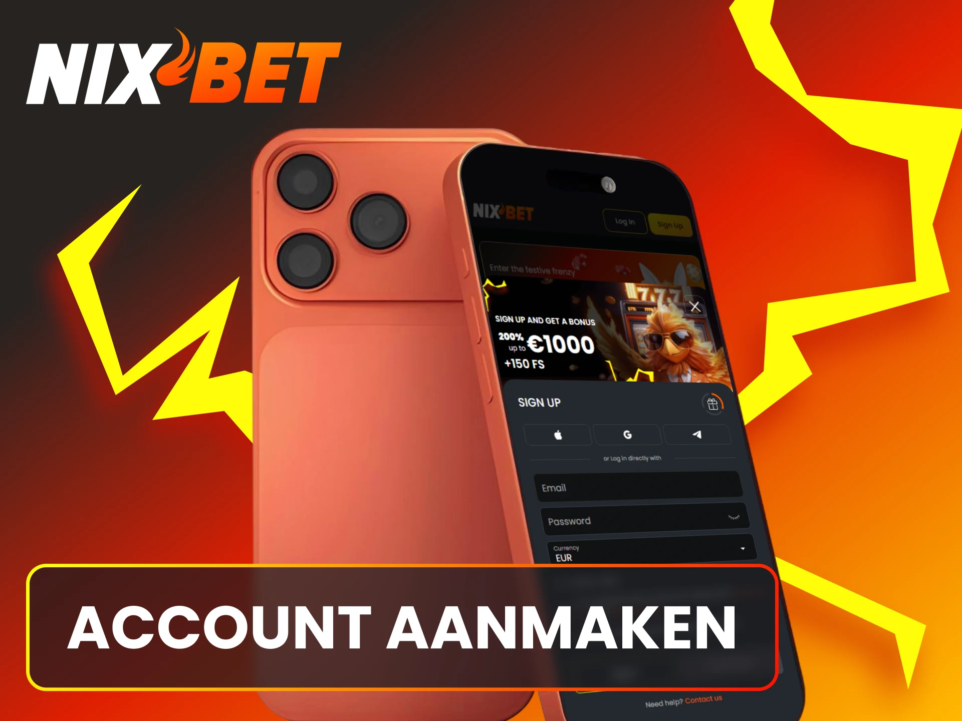 Maak een account aan via de Nixbet iOS app om te spelen.