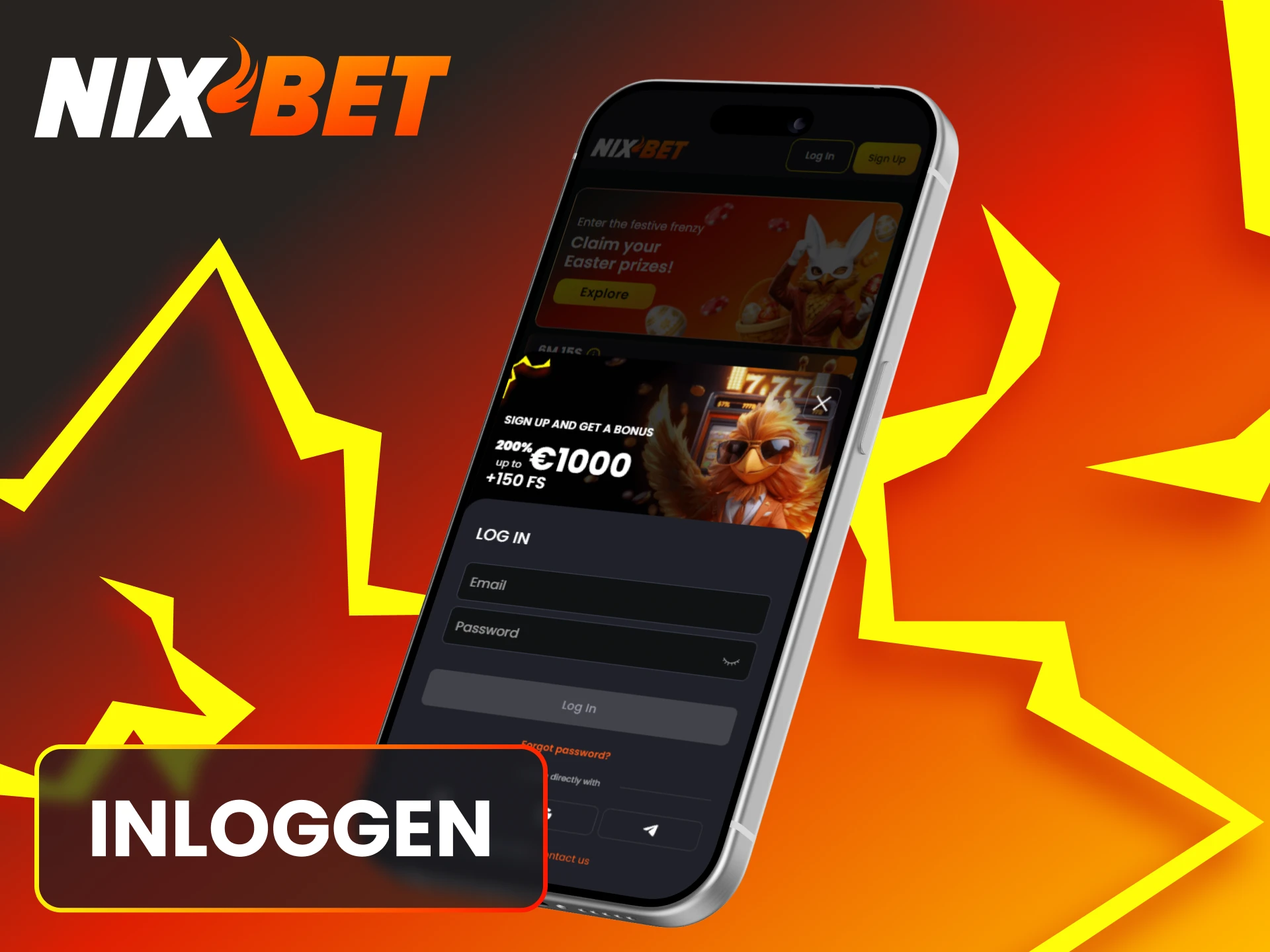 Gebruik je inloggegevens voor toegang tot de Nixbet iOS app.