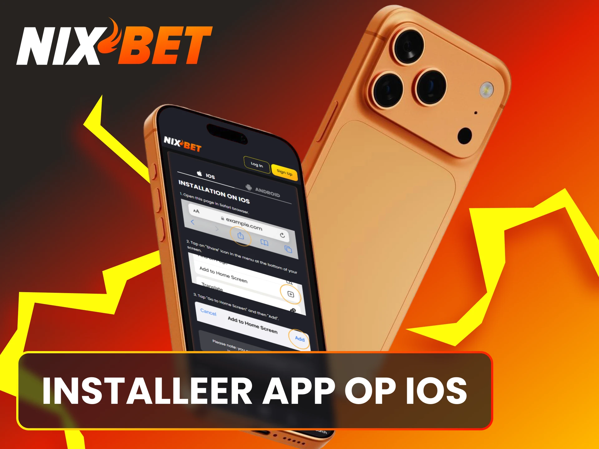 Volg de instructies om de Nixbet PWA op je iOS-toestel te plaatsen.
