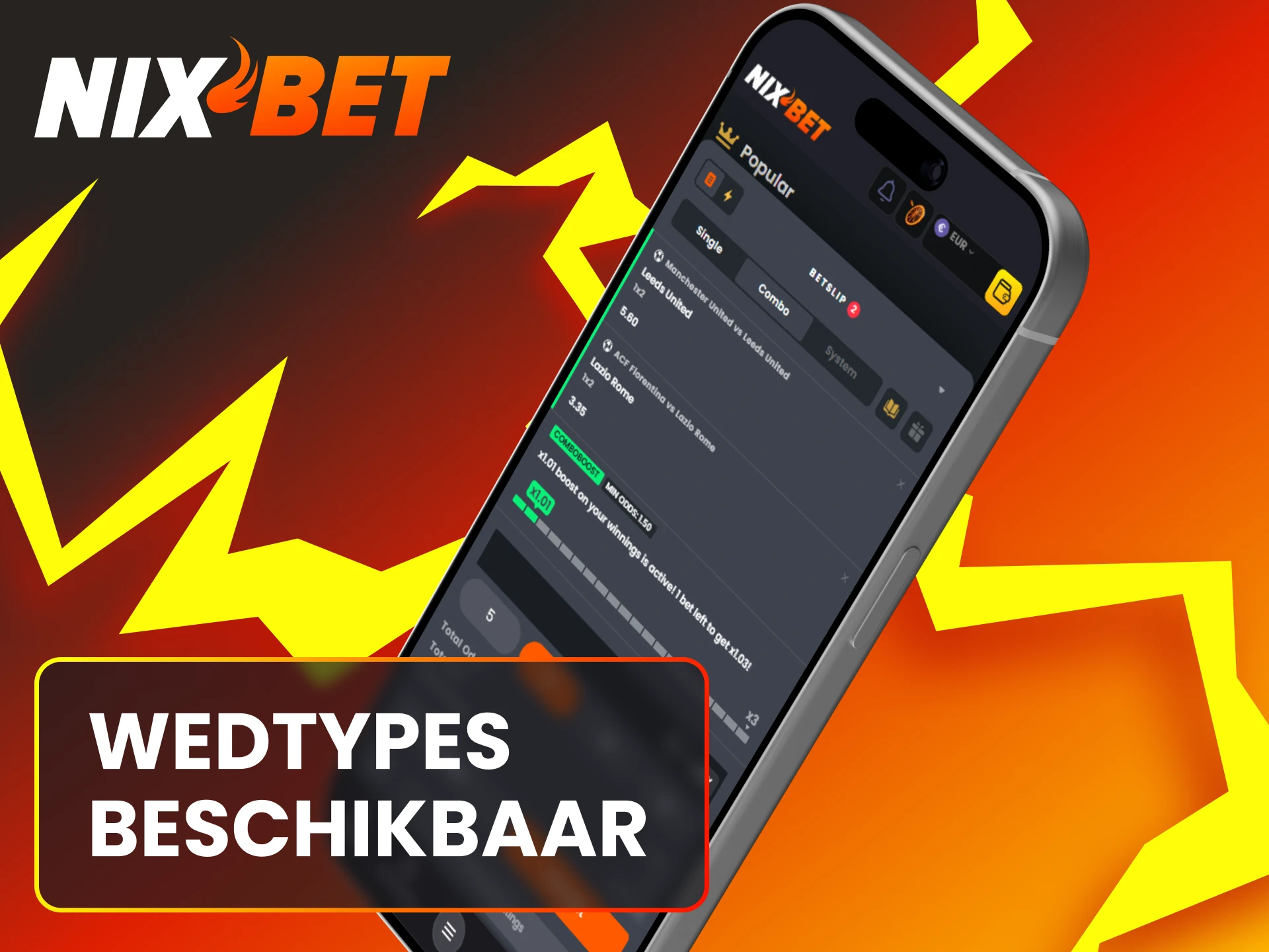 Ontdek alle beschikbare wedtypes binnen de officiële Nixbet iOS app.