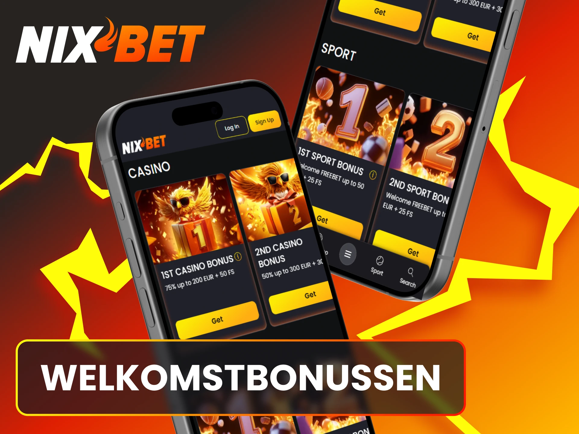 Ontvang gulle welkomstbonussen na het installeren van de Nixbet iOS app.