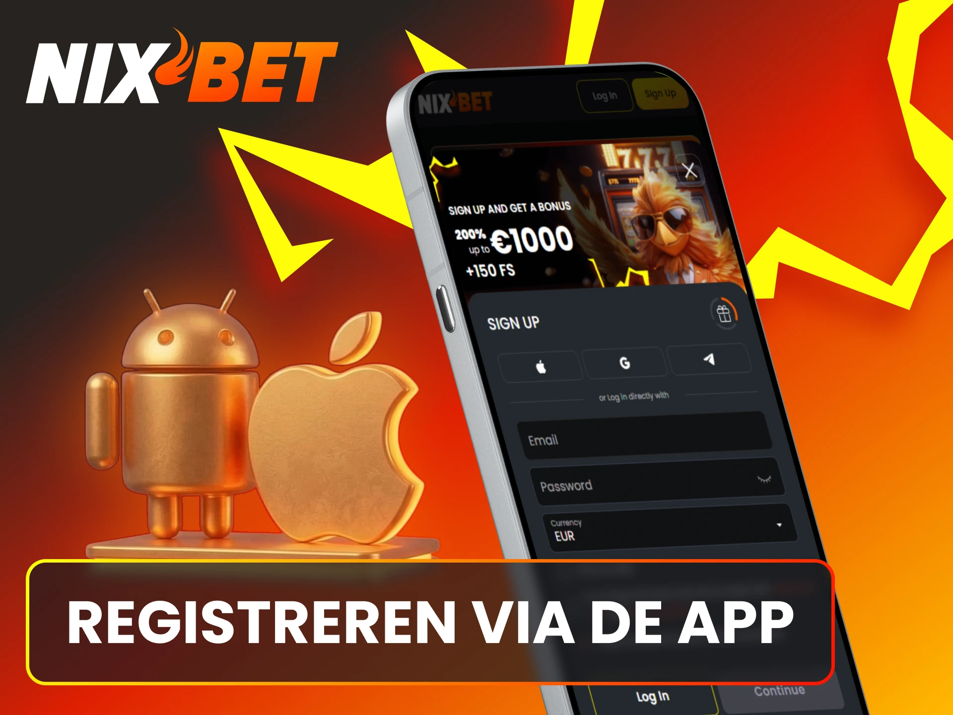 Voltooi je registratie via de Nixbet app op zowel Android als iOS toestellen.
