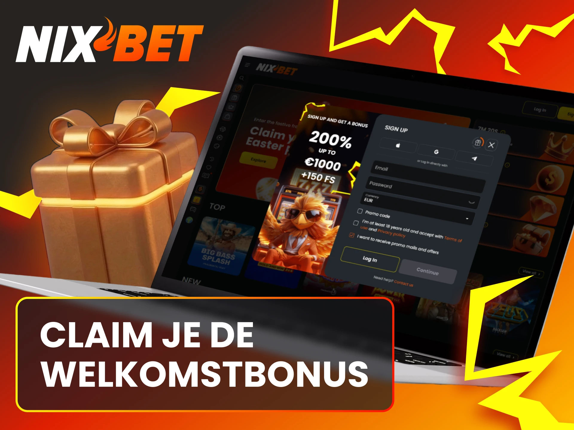 Volg de stappen om de welkomstbonus op je Nixbet account te activeren.