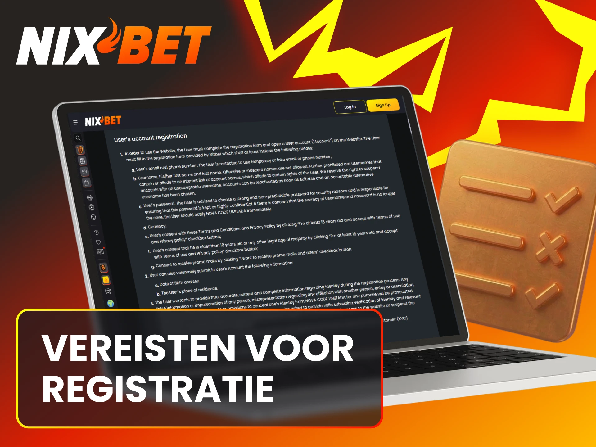 Bekijk de belangrijke vereisten voor het aanmaken van een nieuw Nixbet account.