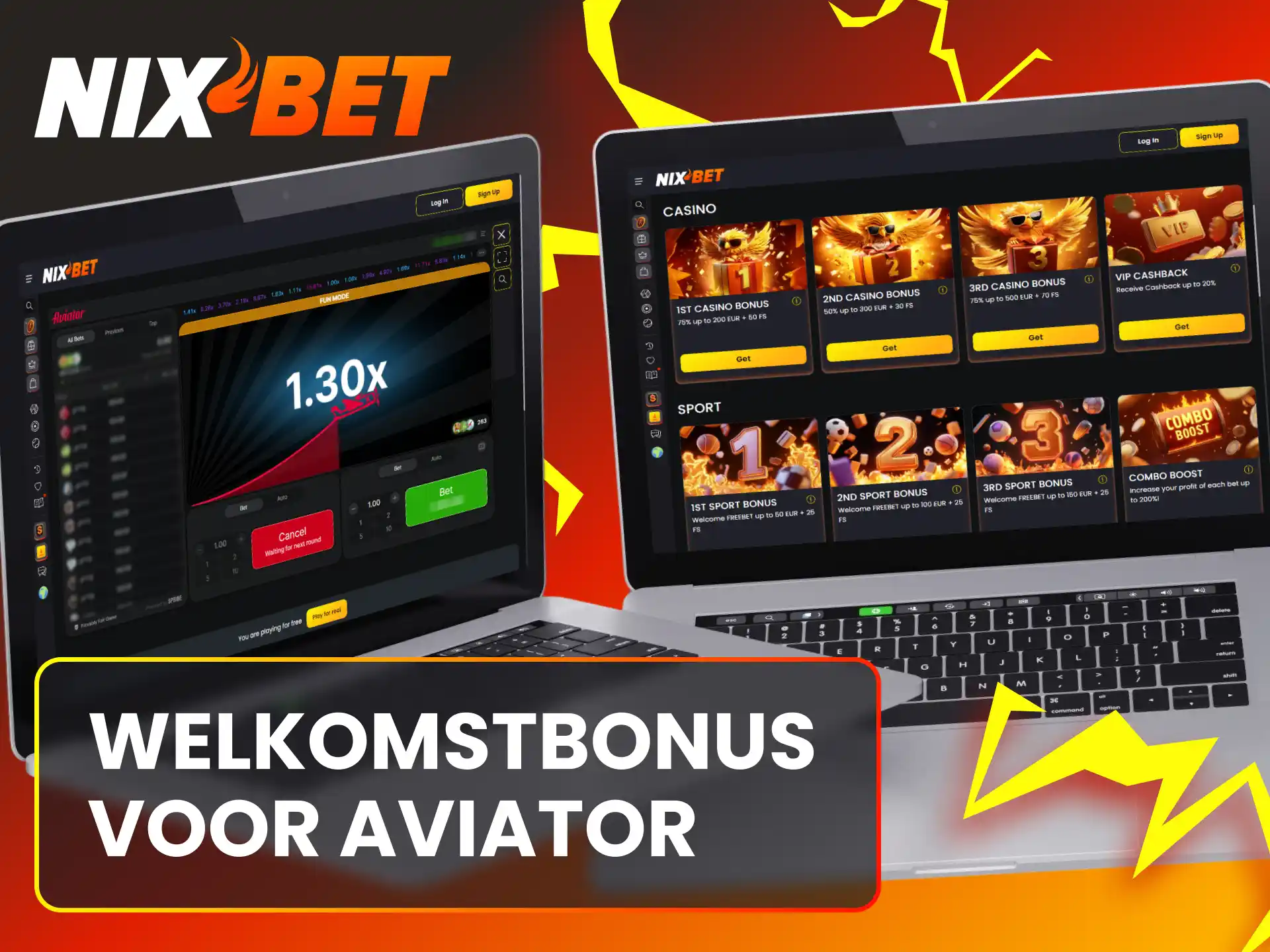 Registreer je bij Nixbet Official om te profiteren van een exclusieve bonus voor het Aviator spel.