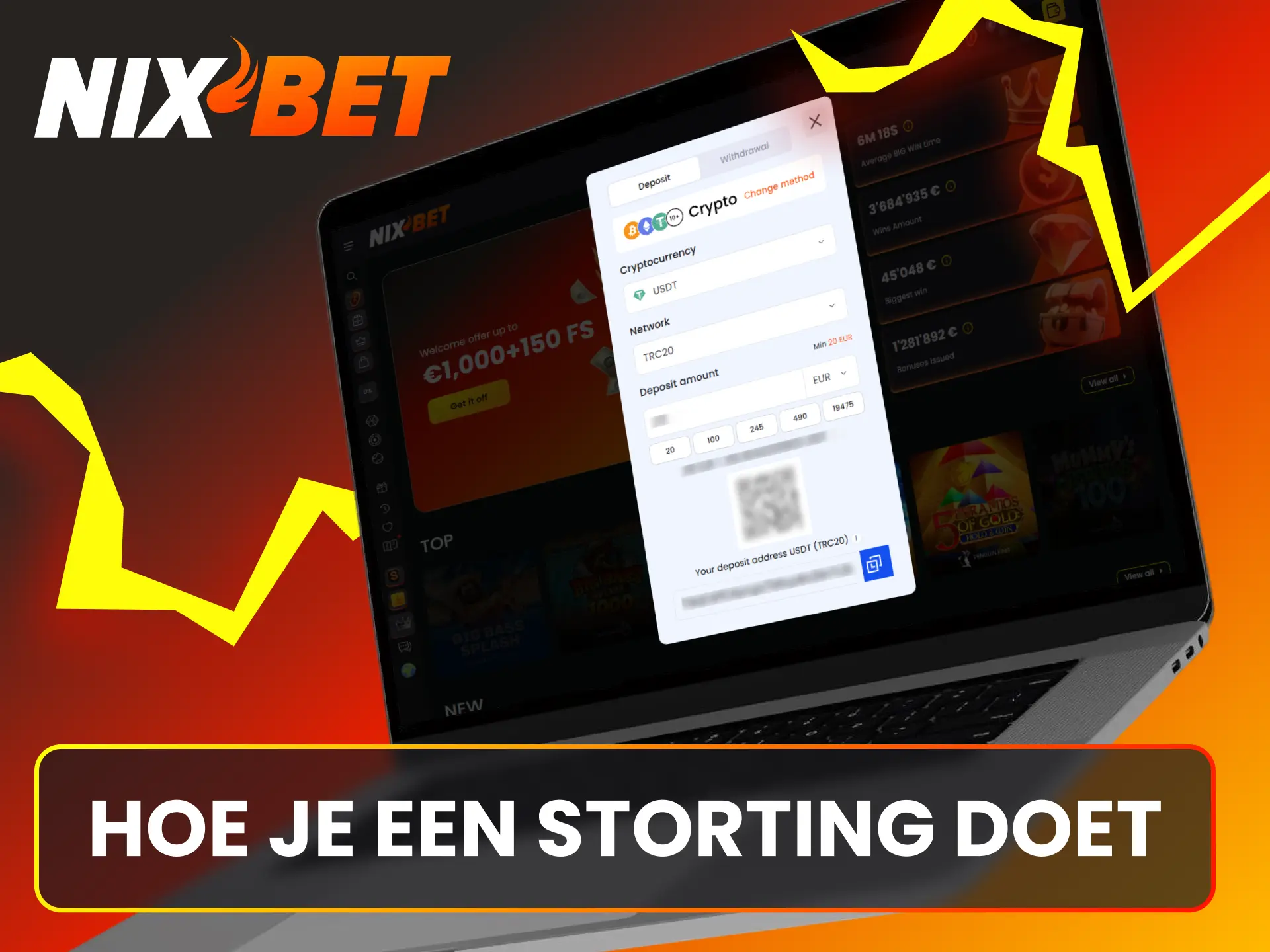 Volg de stappen om een storting te voltooien op je Nixbet account.