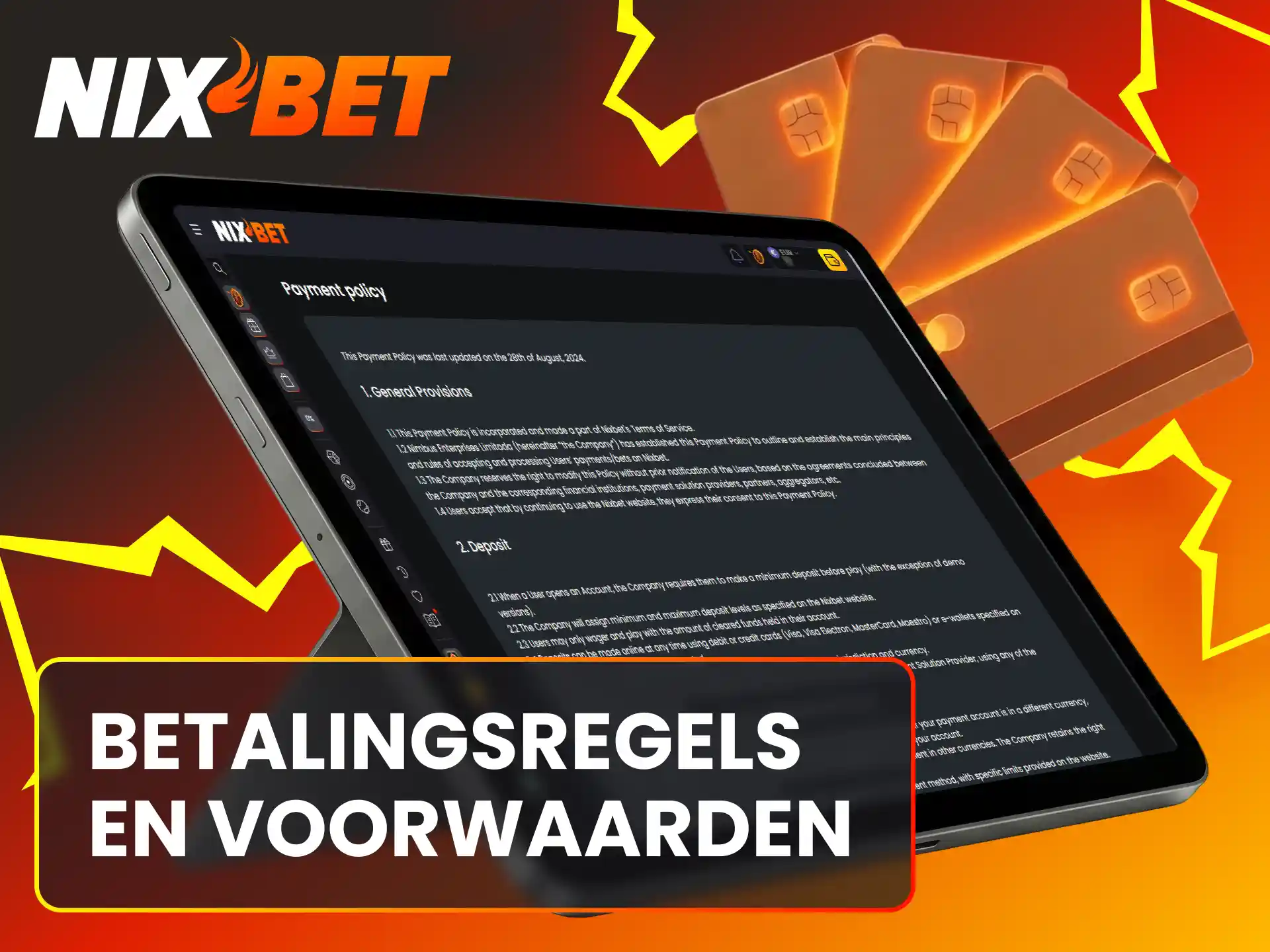 Lees de voorwaarden voor een soepele storting en opname bij Nixbet.