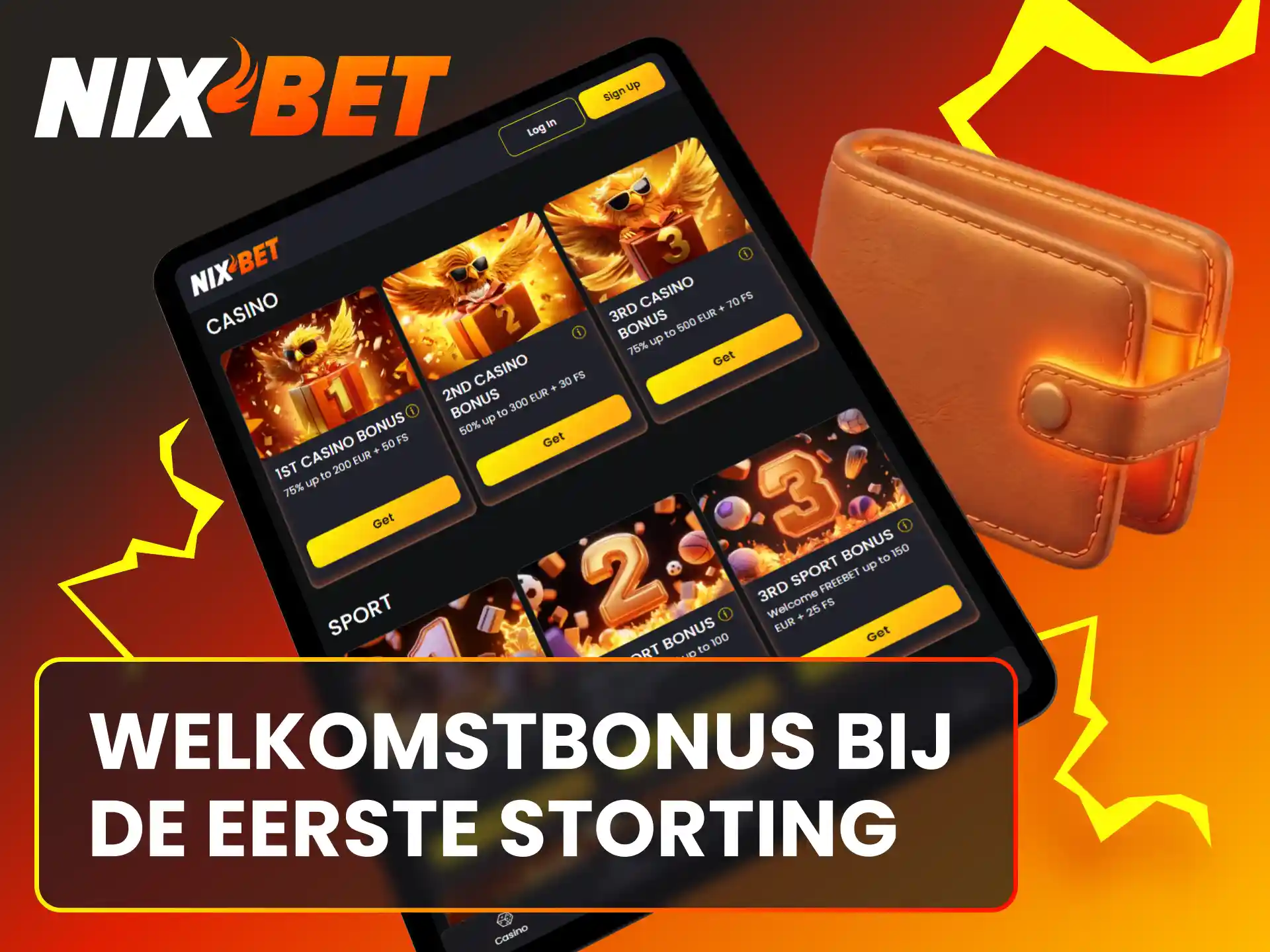 Activeer een bonus bij je eerste storting en verhoog je Nixbet saldo.