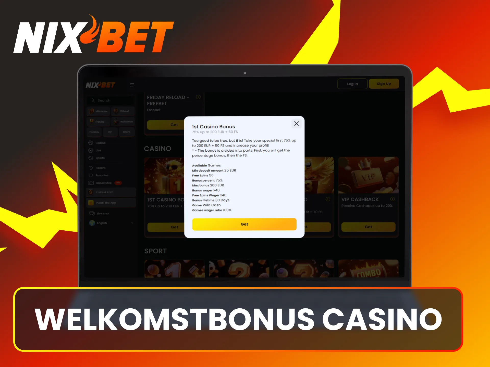 Claim de royale casino welkomstbonus om direct te spelen bij Nixbet.