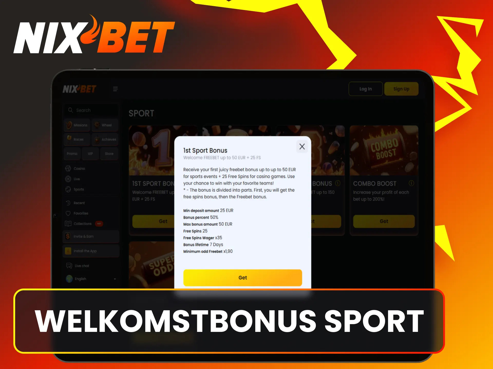 Activeer een aantrekkelijke welkomstbonus sport voor je eerste weddenschappen bij Nixbet.