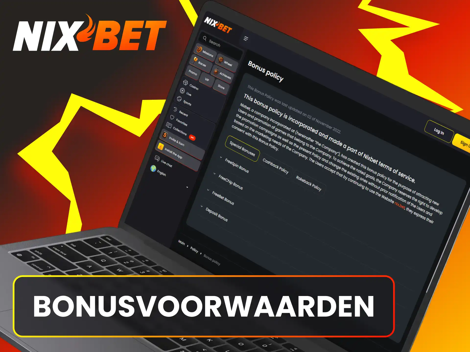 Lees de belangrijke algemene voorwaarden van de Nixbet bonussen zorgvuldig door voor gebruik.