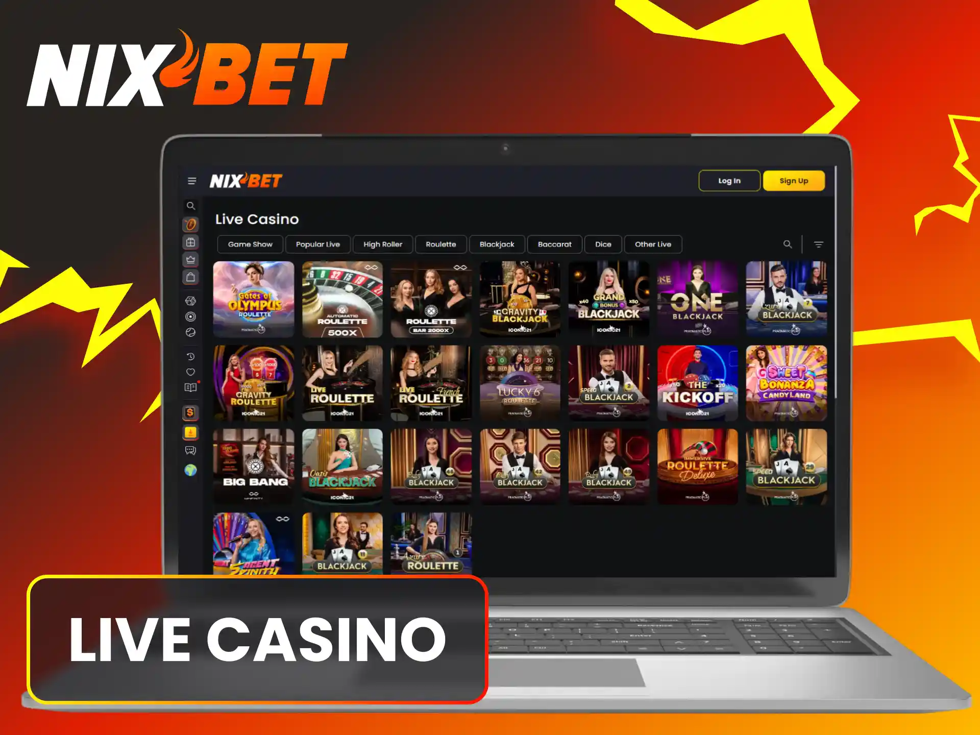 Speel met echte dealers aan de interactieve tafels binnen het live casino van Nixbet.