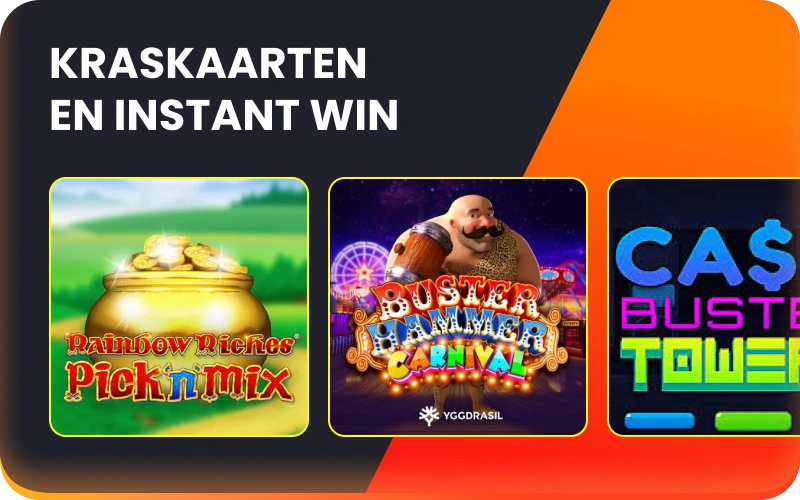Probeer je geluk met krasloten en snelle instant win spellen in het casino van Nixbet.