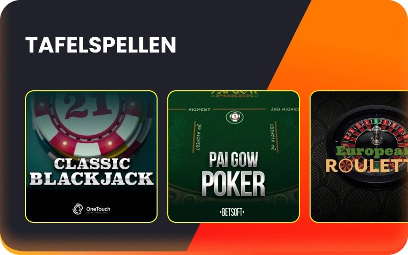 Neem plaats aan de virtuele tafels voor klassieke tafelspelen in het casino van Nixbet.
