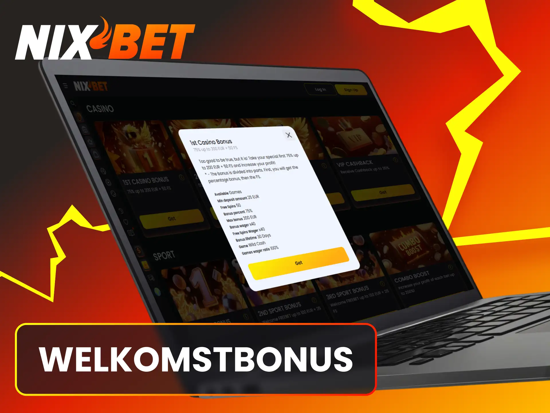 Activeer het registratiepakket met een gulle bonus om te gebruiken in het Nixbet casino.