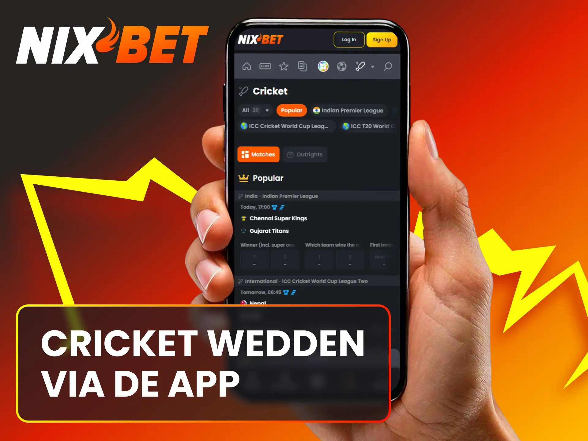 Download de Nixbet mobiele app en plaats overal weddenschappen op cricket.