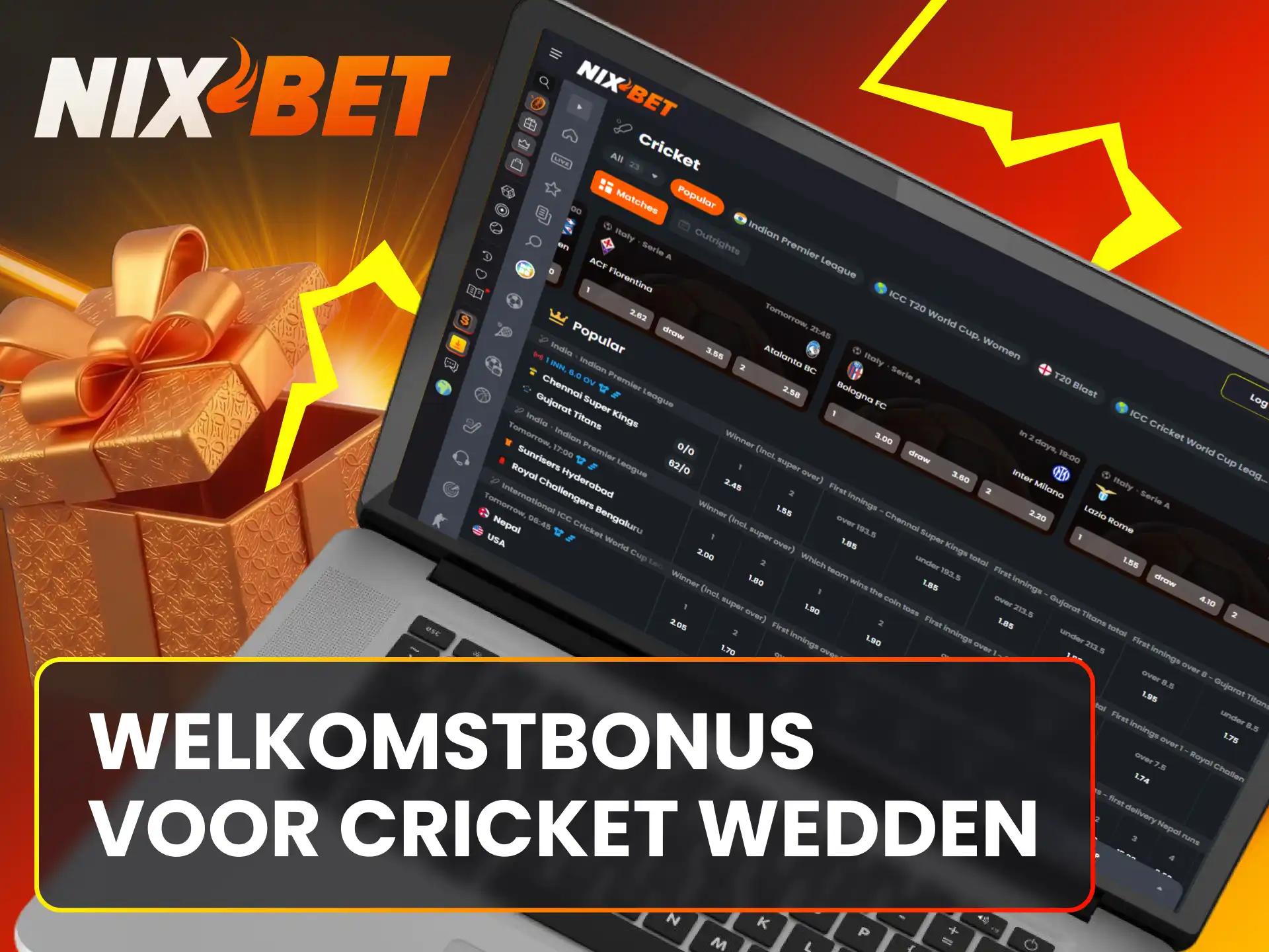 Claim een gulle welkomstbonus om direct te gebruiken voor cricket wedden bij Nixbet.