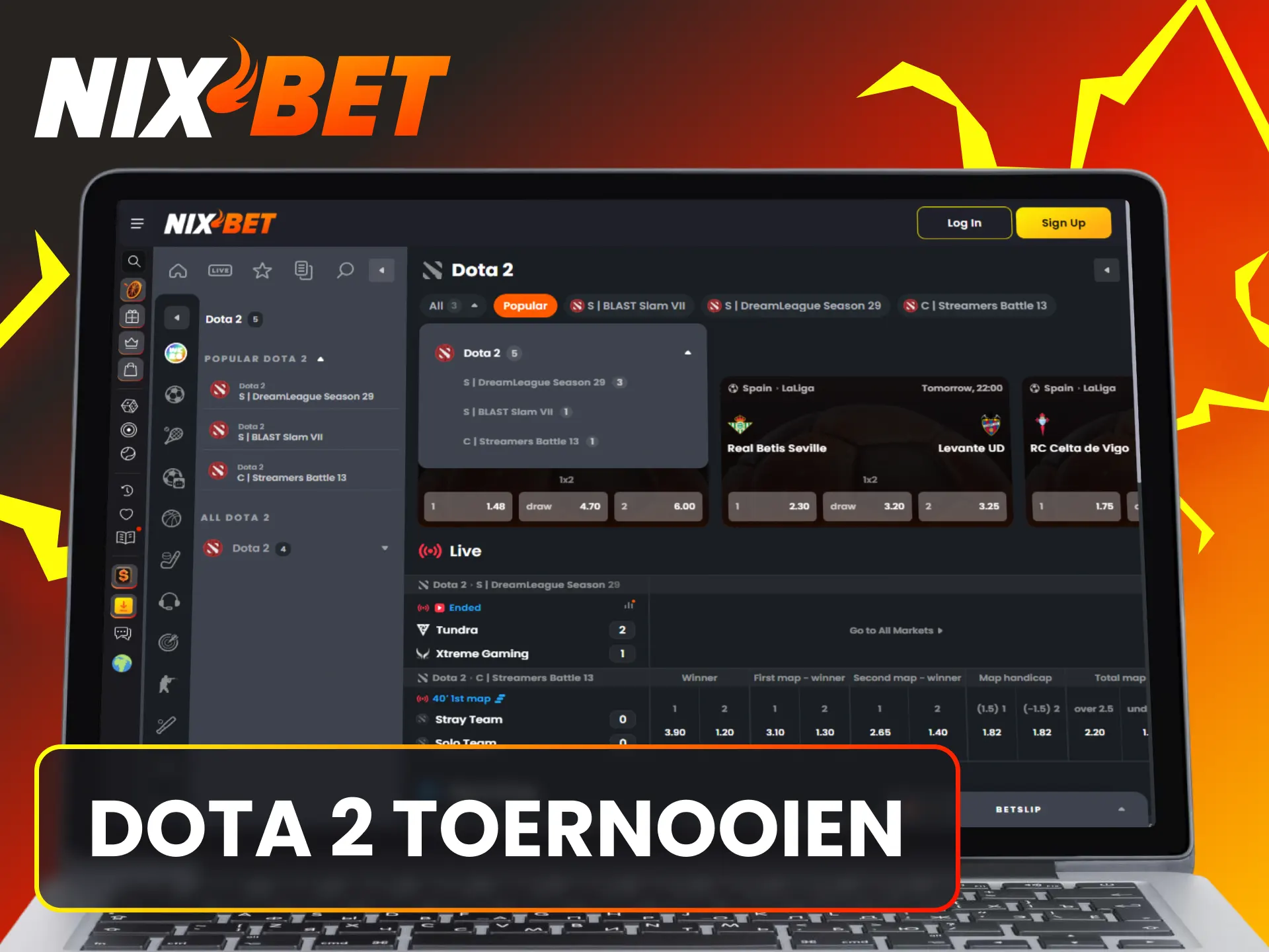 Volg de wereldwijde kampioenschappen en steun eSports-teams in de Dota 2 sectie van Nixbet.