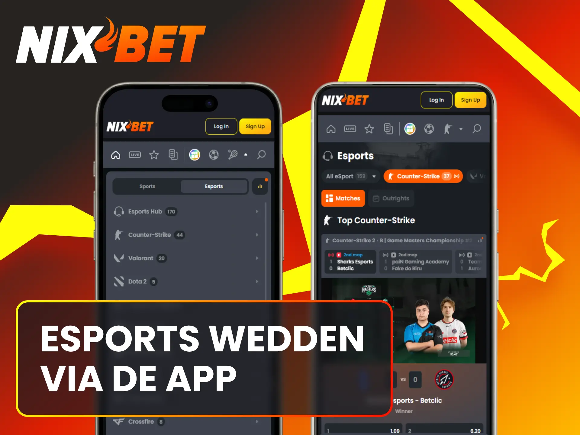 Installeer de Nixbet applicatie op Android of iOS voor Esports weddenschappen.