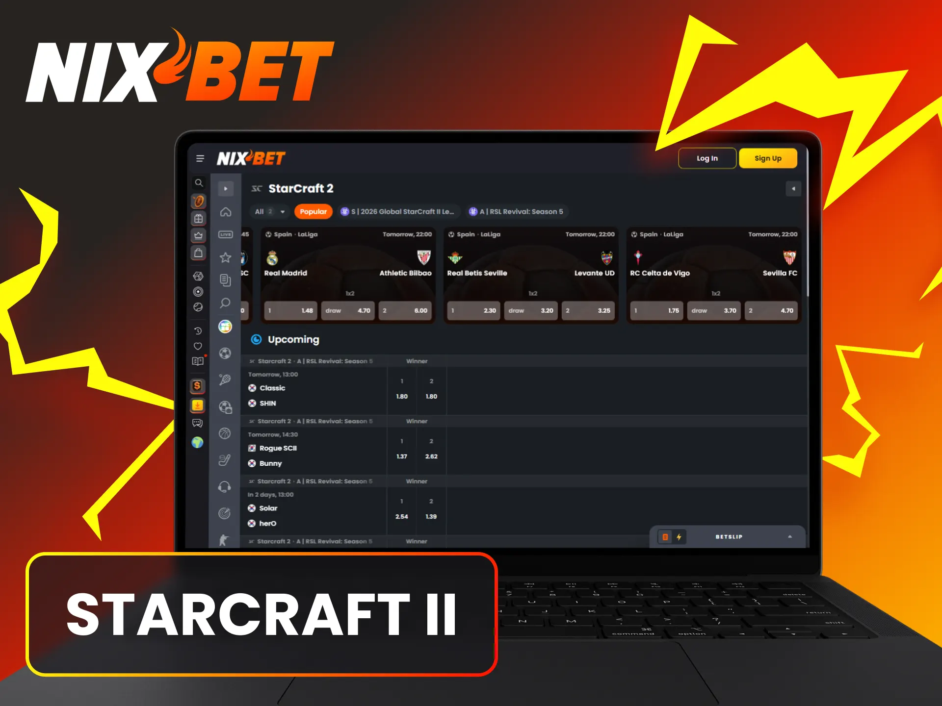 Voorspel de winnaar van StarCraft II competities bij Nixbet Esports.