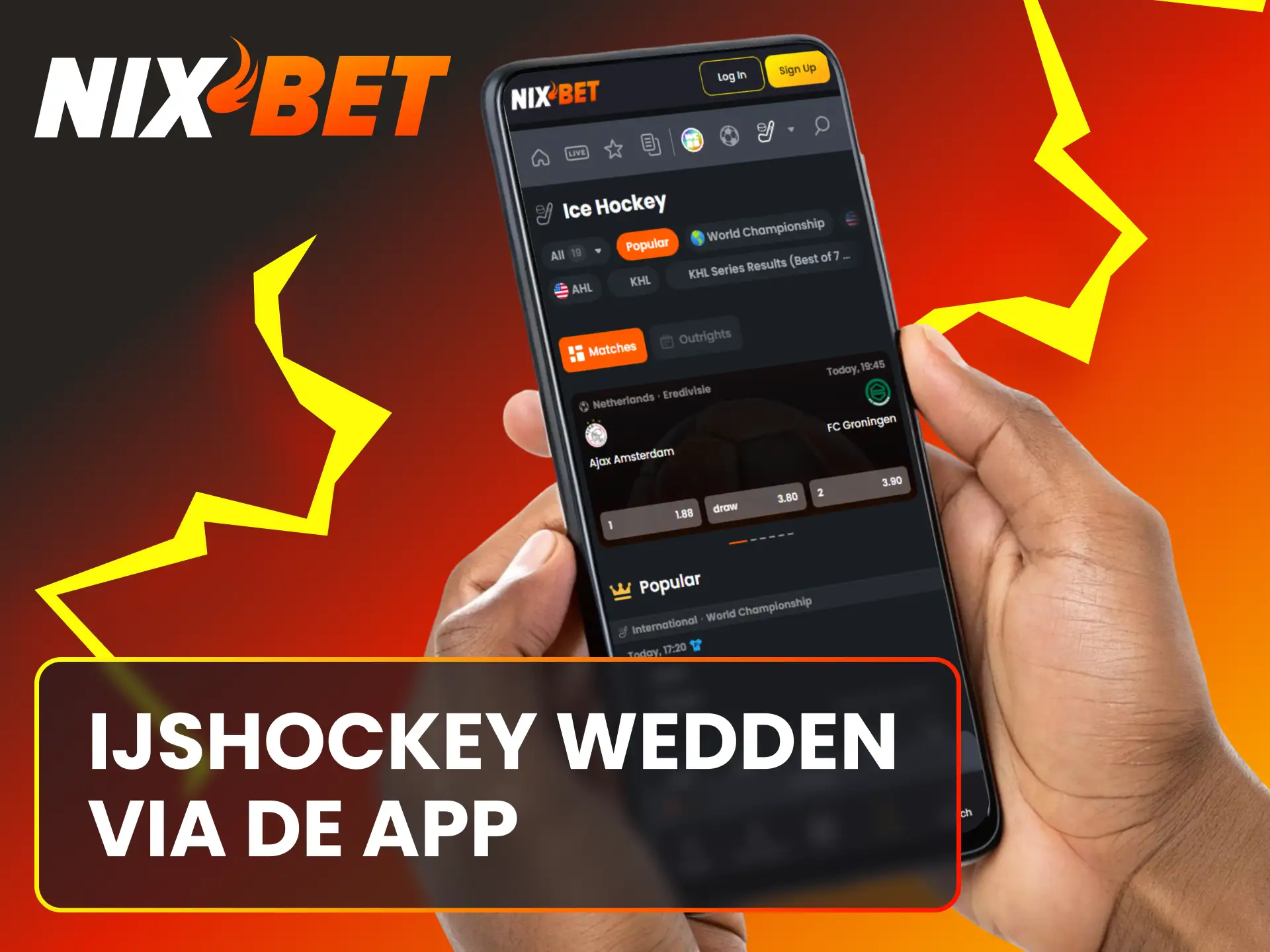 Installeer de Nixbet mobiele applicatie op Android of iOS voor ijshockey weddenschappen.