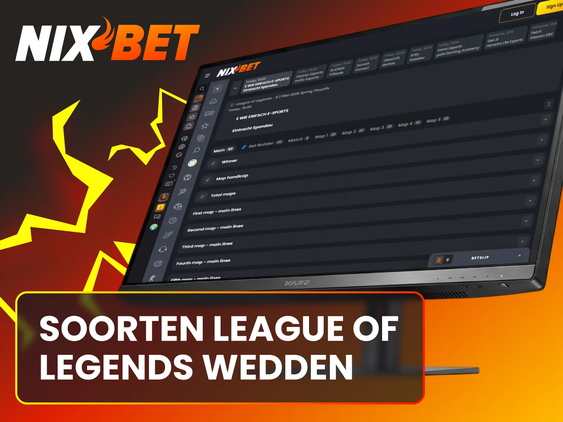 Bekijk alle beschikbare spelopties in de League of Legends sectie van Nixbet.