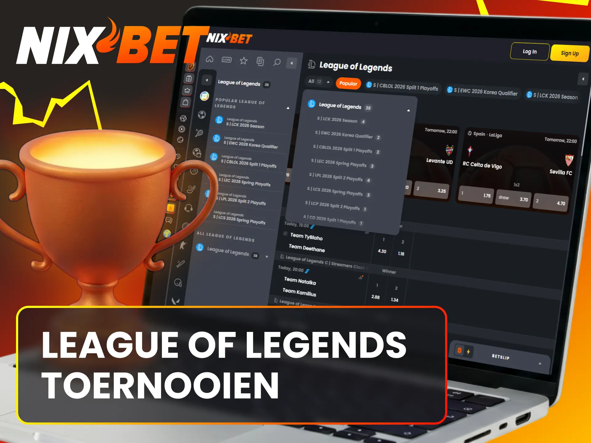Kies de belangrijkste internationale evenementen in het League of Legends aanbod van Nixbet.