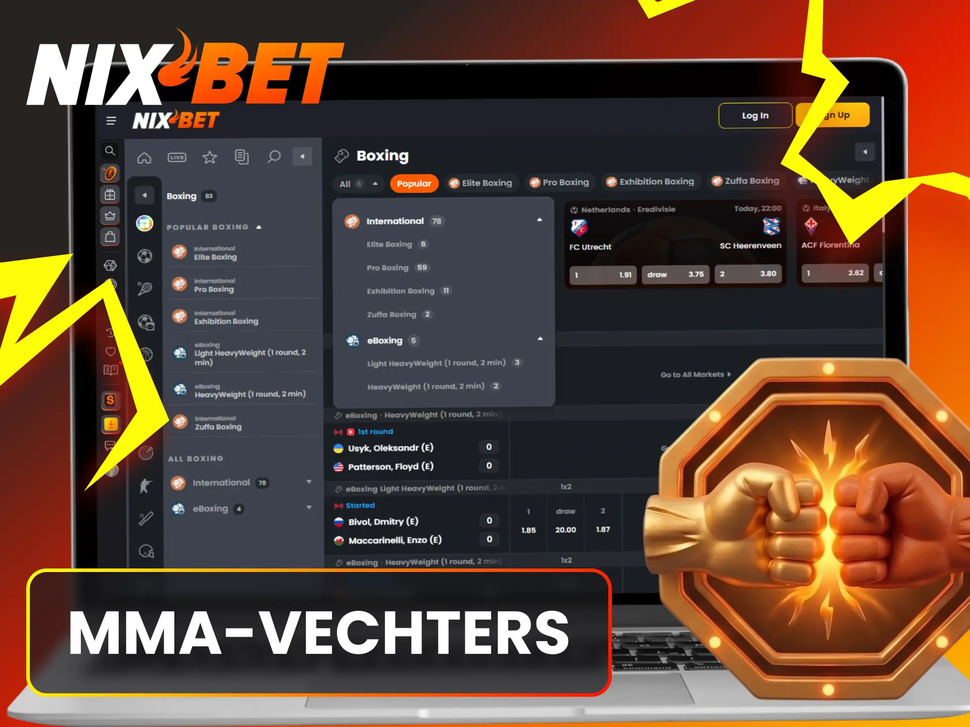 Zet in op bekende atleten in de MMA sectie van Nixbet.
