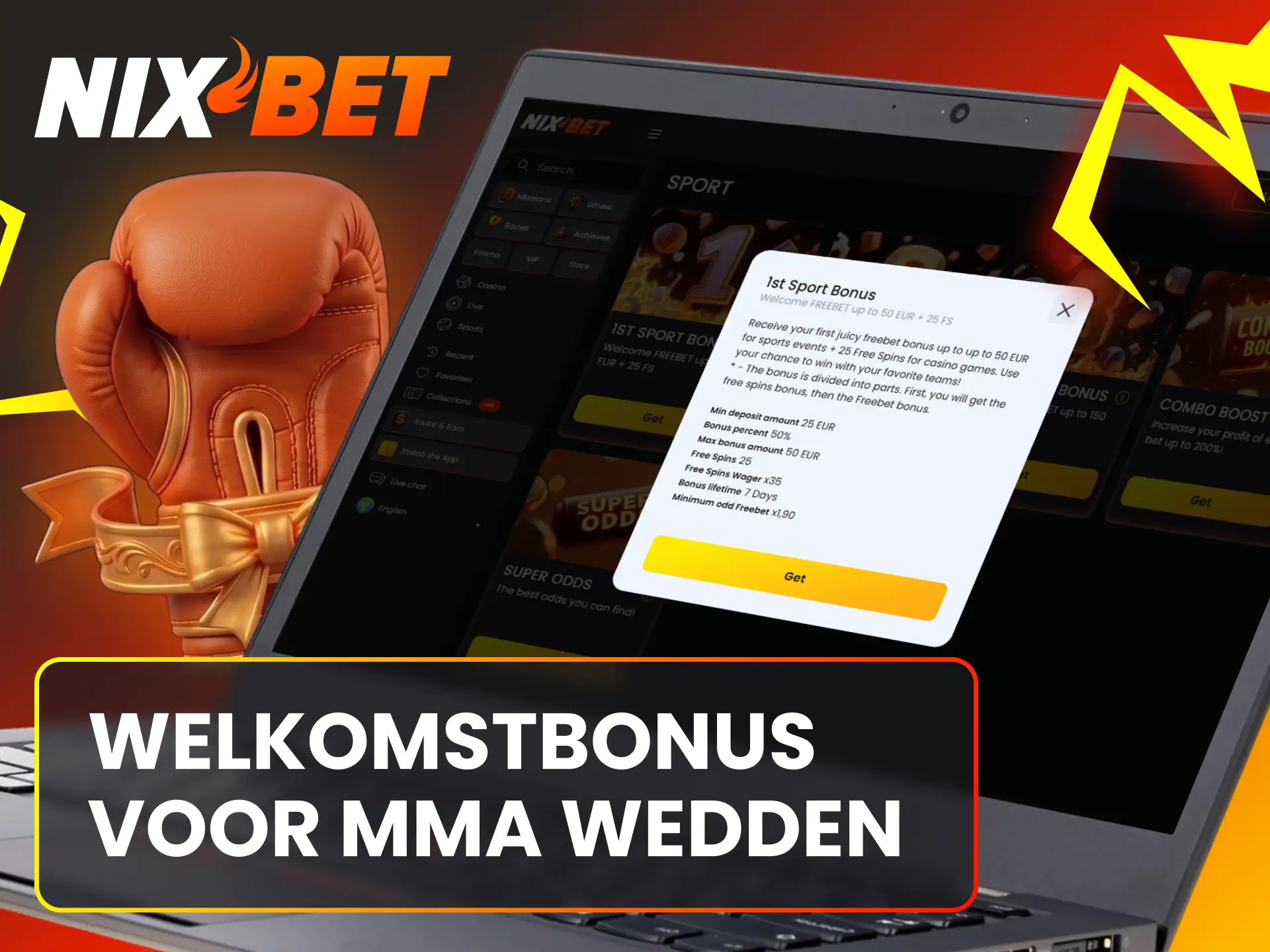Activeer een gulle welkomstbonus van Nixbet voor MMA wedden.