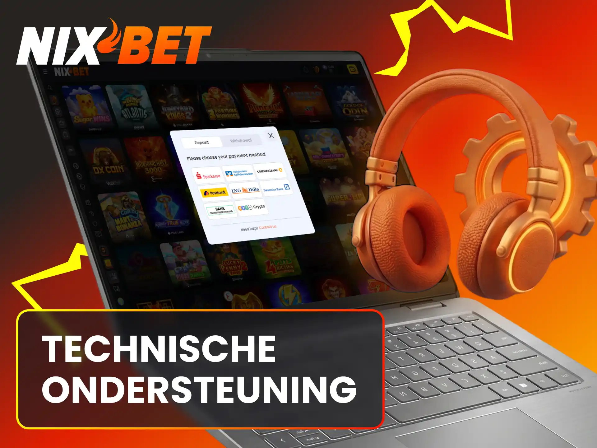 Krijg technische hulp van de Nixbet klantenservice bij spel- of betalingsproblemen.