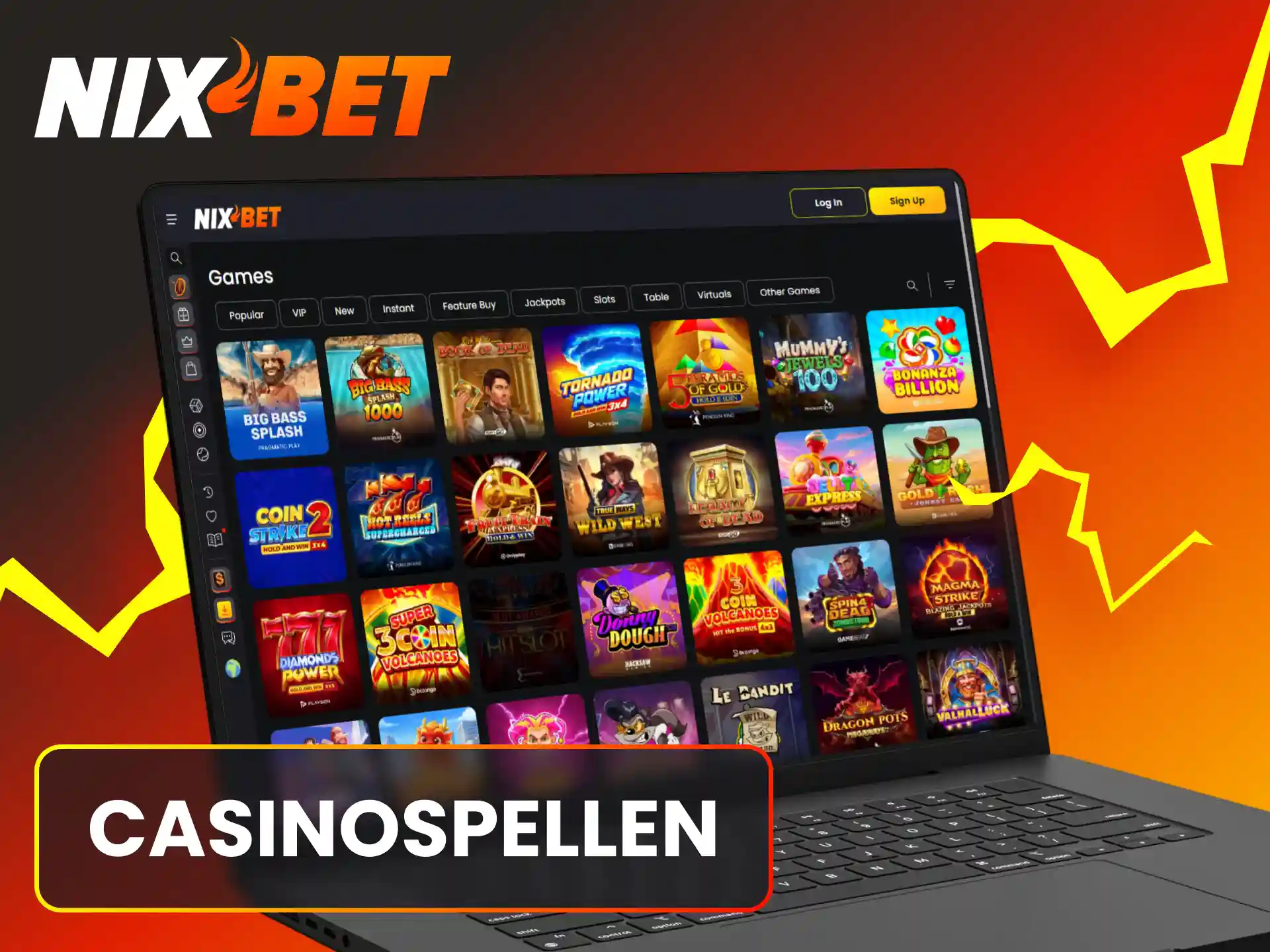 Speel honderden gokkasten en tafelspellen in het uitgebreide online casino van Nixbet.