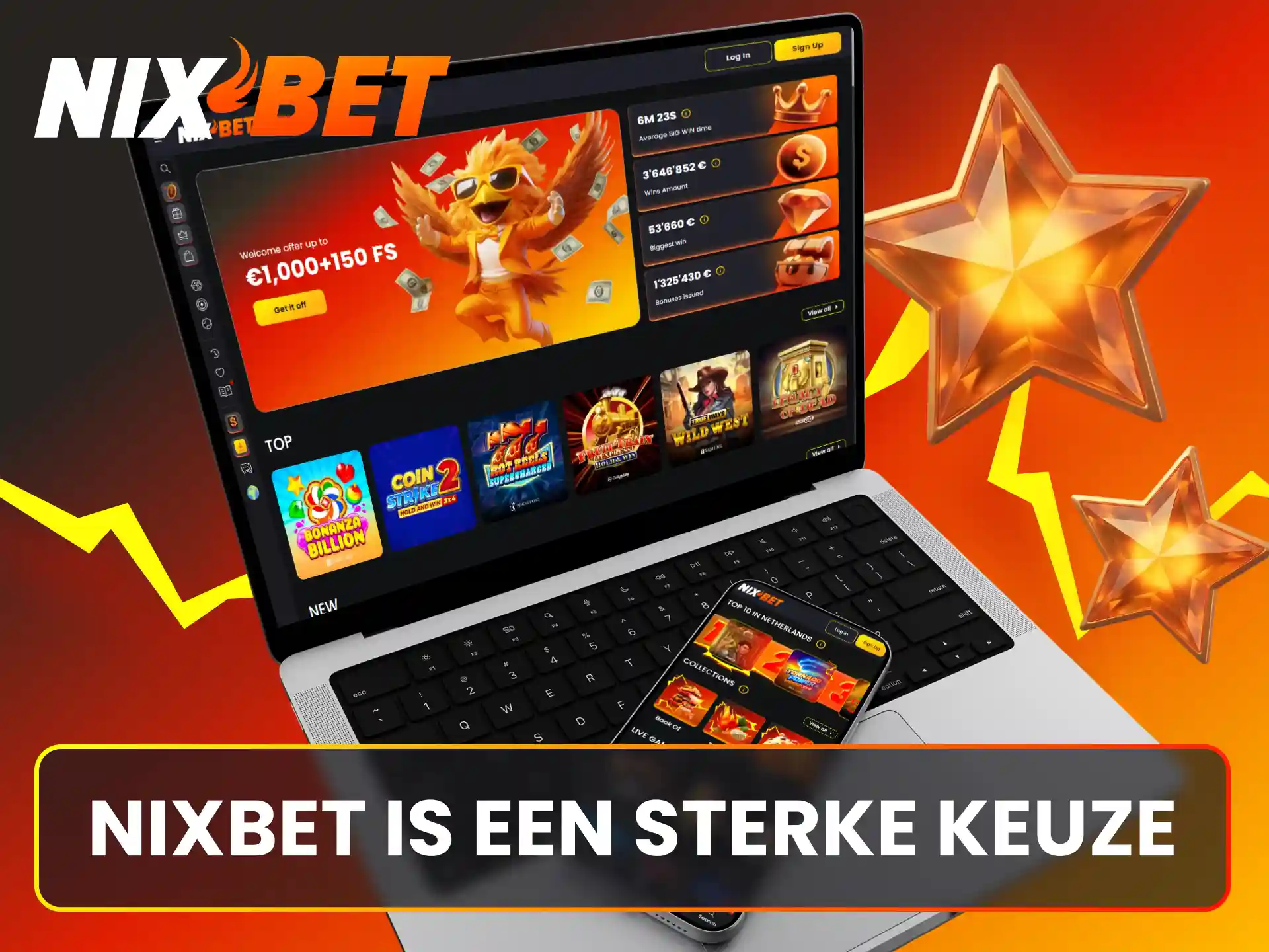 Meld je aan en plaats je weddenschappen bij Nixbet, het beste casino voor spelers uit Nederland.