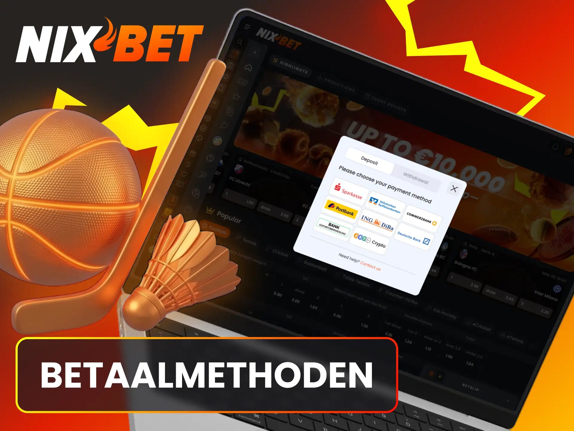 Gebruik veilige betaalmethoden voor het storten en opnemen van Nixbet sport winsten.