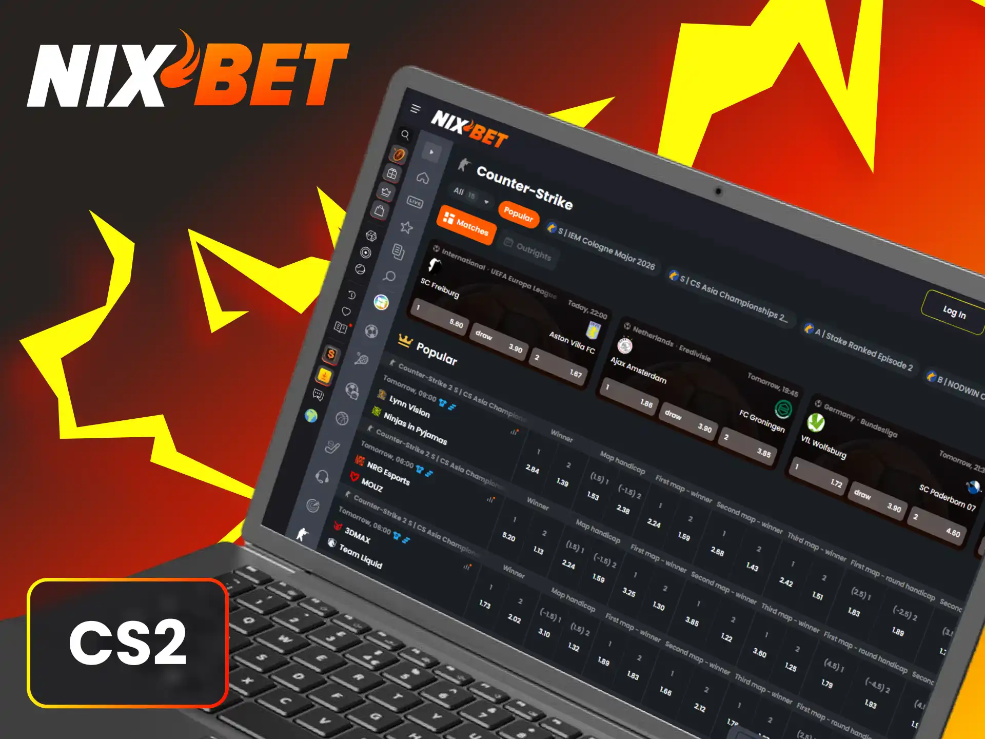 Voorspel winnaars in spannende CS2 Nixbet eSports-competities.