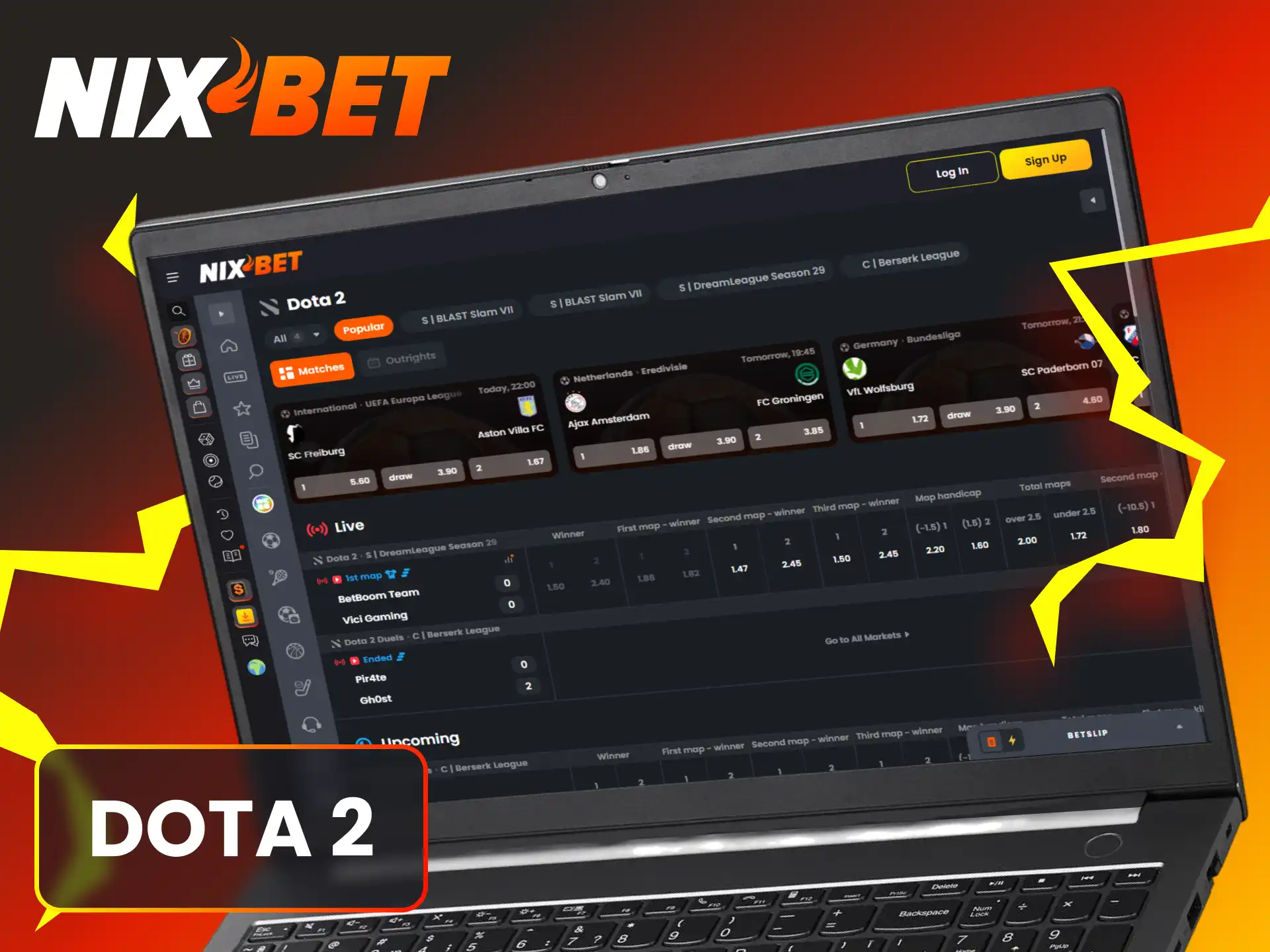 Zet in op de belangrijkste toernooien en matches van Dota 2 Nixbet eSports.