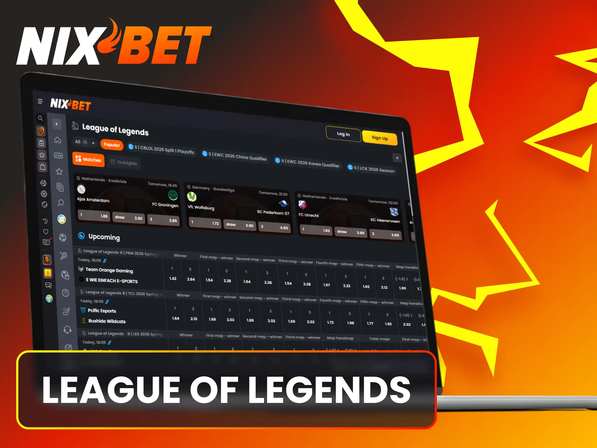 Plaats je weddenschappen op grote League of Legends Nixbet eSports evenementen.