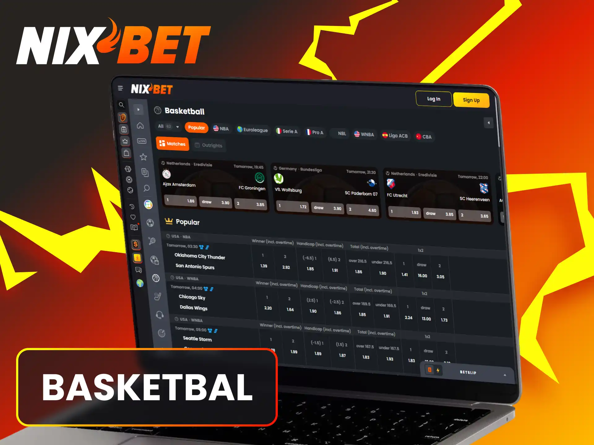 Plaats live weddenschappen op basketbal in de mobiele Nixbet.